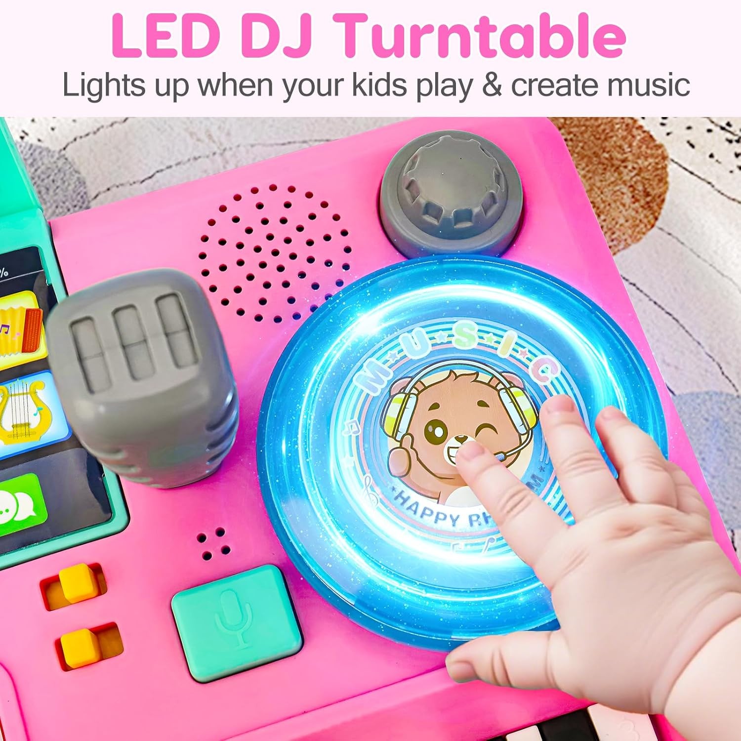 Baby DJ Table for Toddlers 1-3 with Music & Light, Musical Baby Piano Toys 6