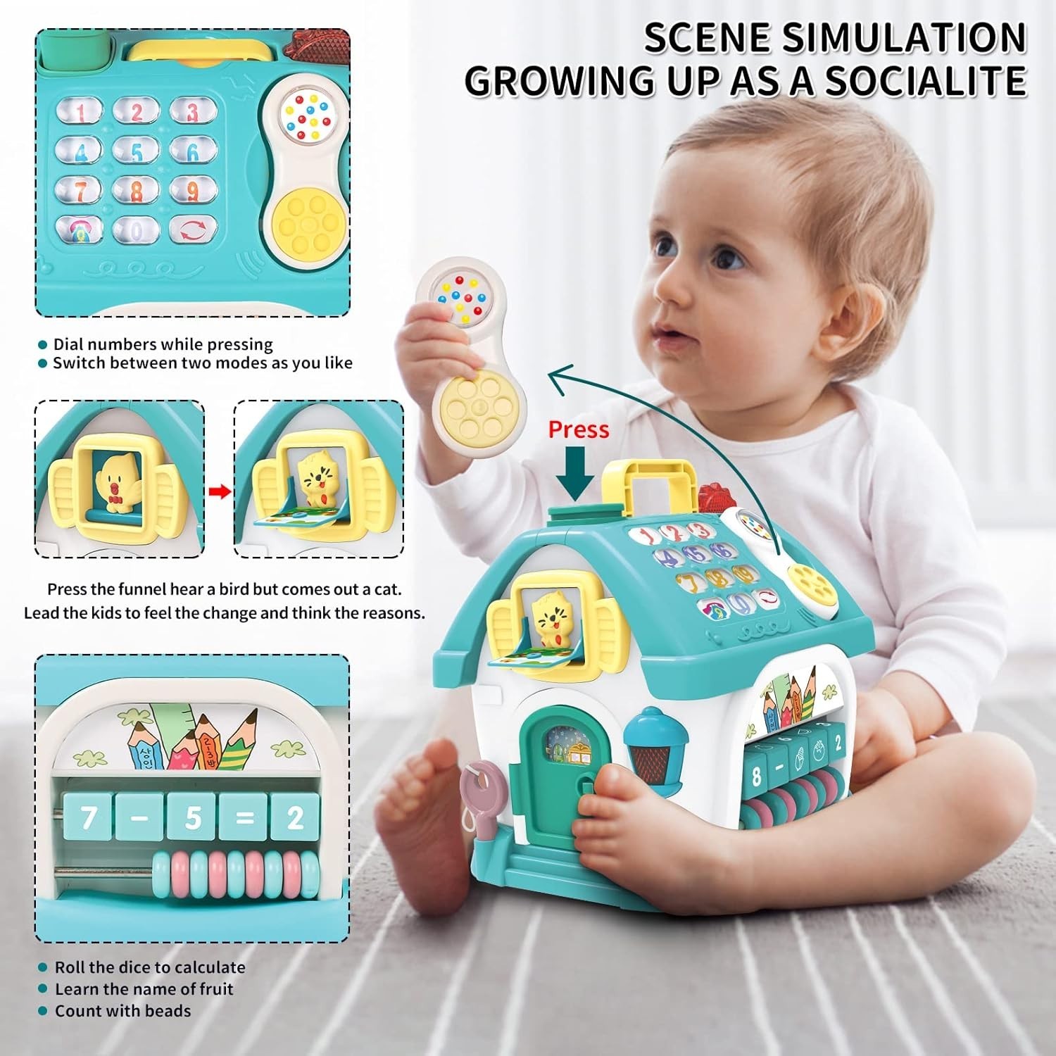8 in 1 Functional Musical House Educational Baby Toys 12-18 Months Montessori