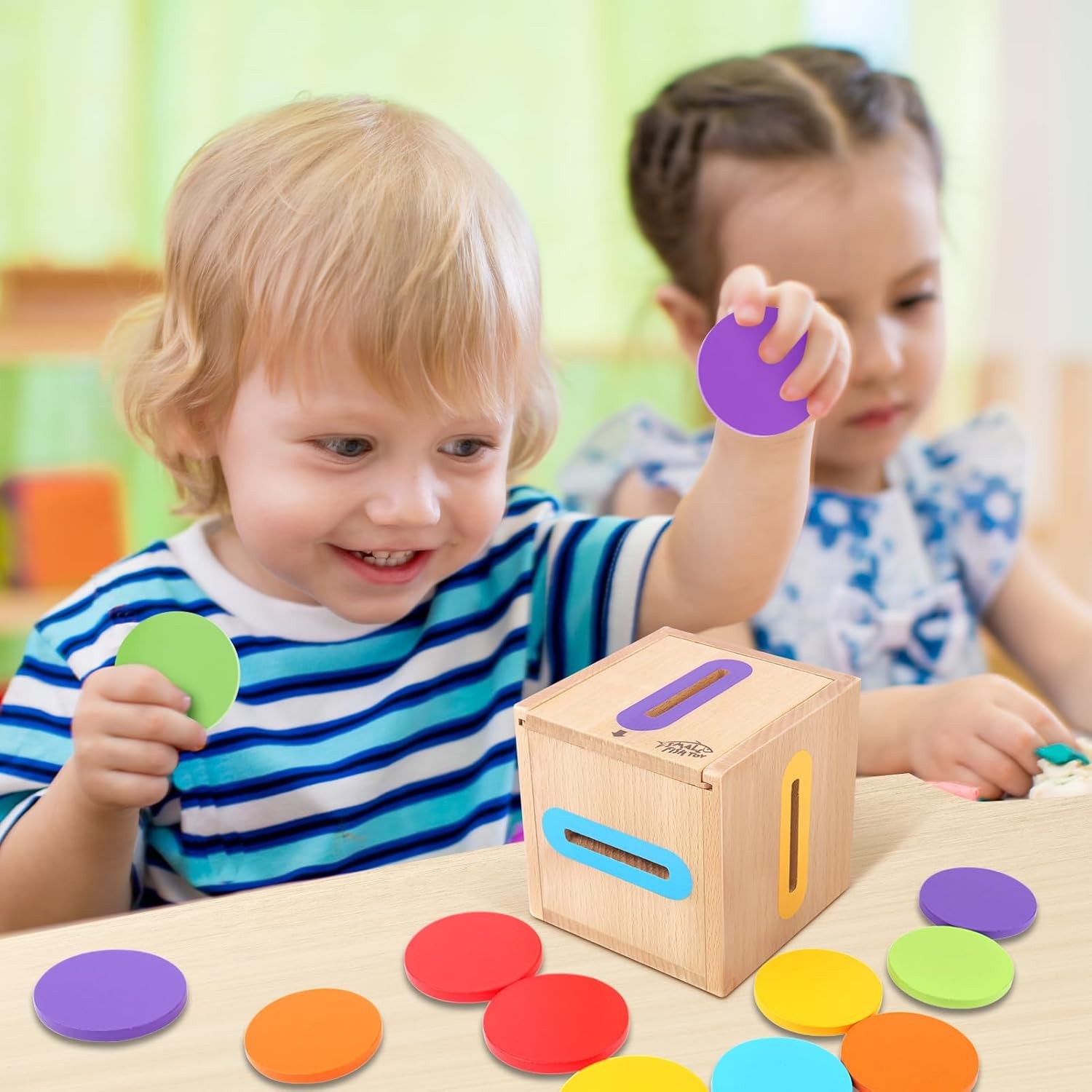 Montessori Toys for 1 2 3 Year Old: Fine Motor Skills Toys Wooden Color Sorting