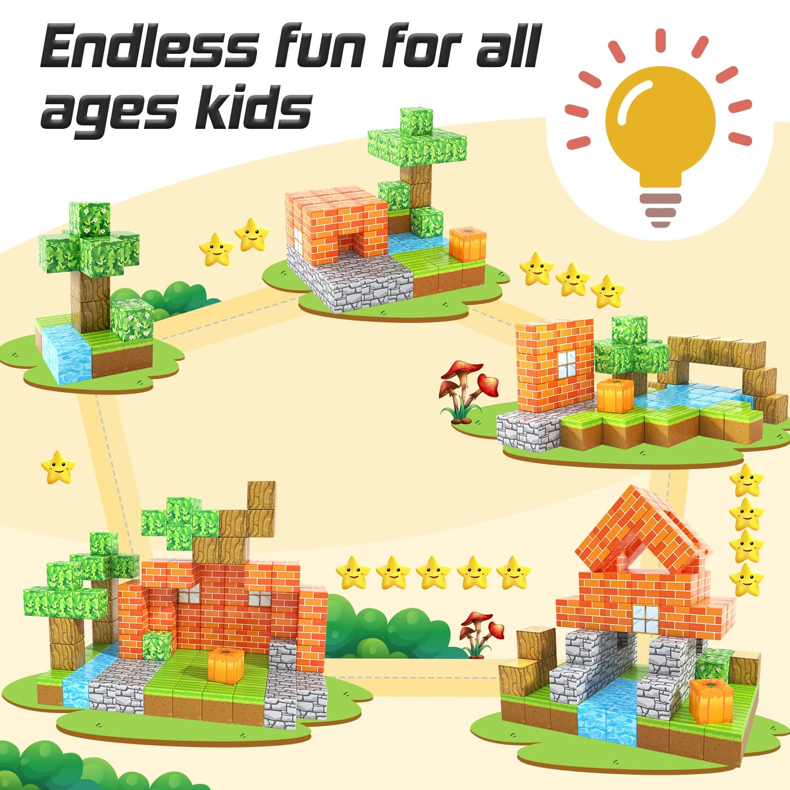 150PCS Magnetic Blocks-Build Mine Magnet World Pumpkin Edition Kids Building …