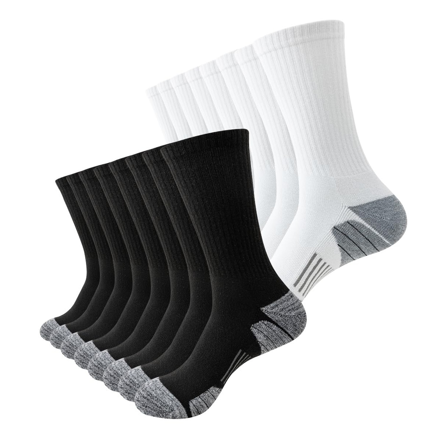 JOYNÉE 8 Pairs Mens Athletic Crew Socks Cushion Running Work Breathable Out
