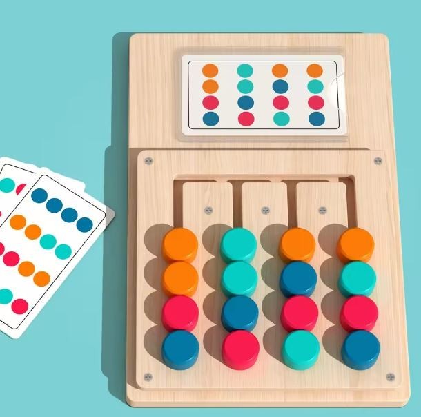 Montessori Color Matching Wooden Puzzle Advanced Four-Color Chess Game