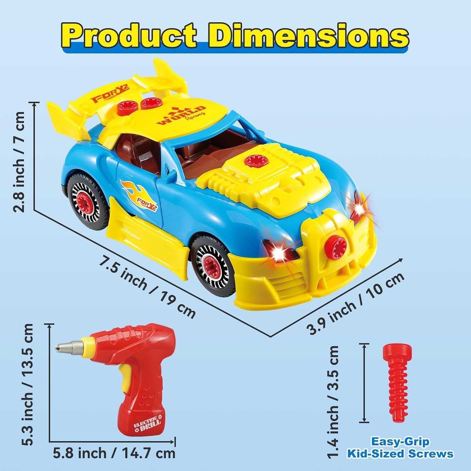 Build Your Own Car Construction Toy Set with Electric Drill and Realistic Sounds
