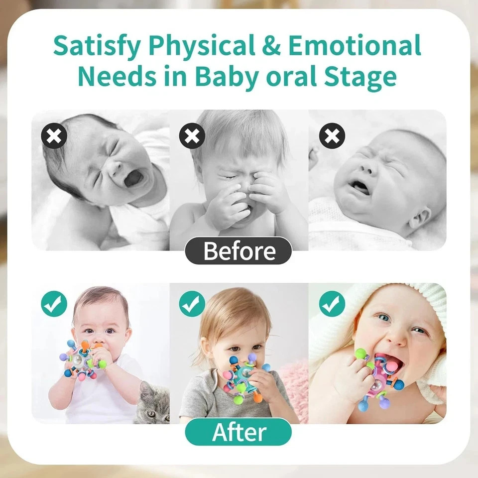 Baby Sensory Toys For 0-6-12 Months Food Grade Teething Toy Gift For Boys Girl
