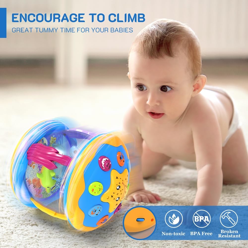 Baby Toys 6 to 12 Months – Musical Projector Rotating Light Up Medium, Blue