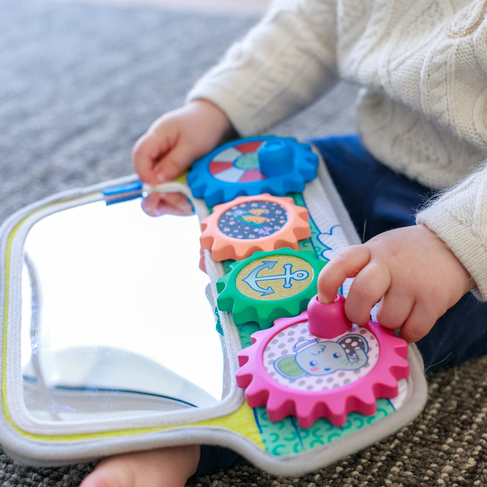 Infantino Busy Board Mirror & Sensory Discovery Toy Boat for Medium, Multi