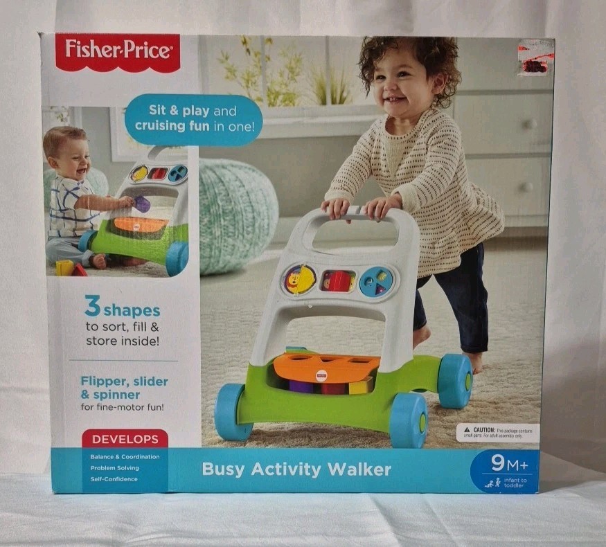 Fisher Price Busy Activity Walker Baby to Toddler Developmental Toy(distress box