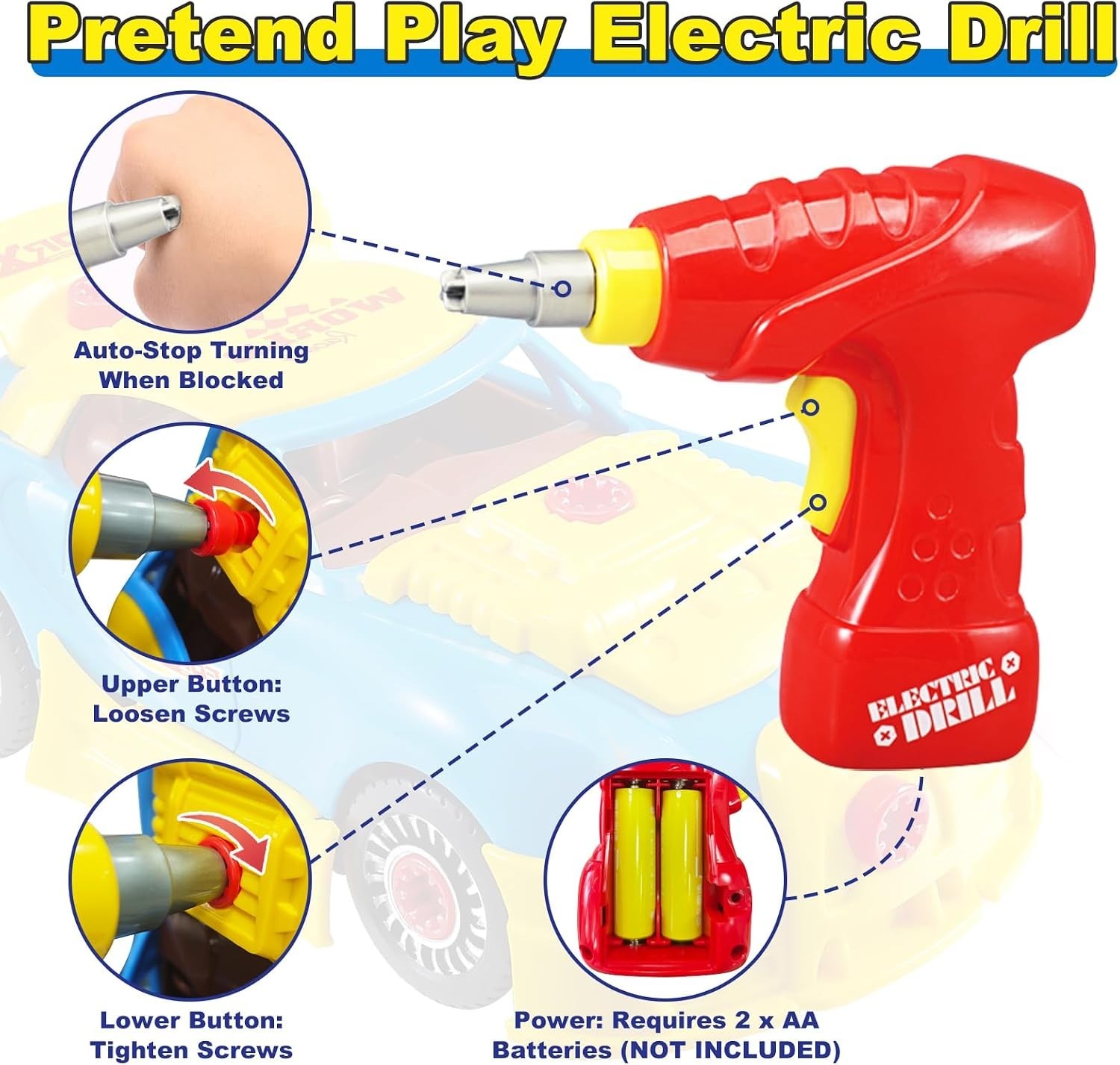 Build Your Own Car Construction Toy Set with Electric Drill and Realistic Sounds