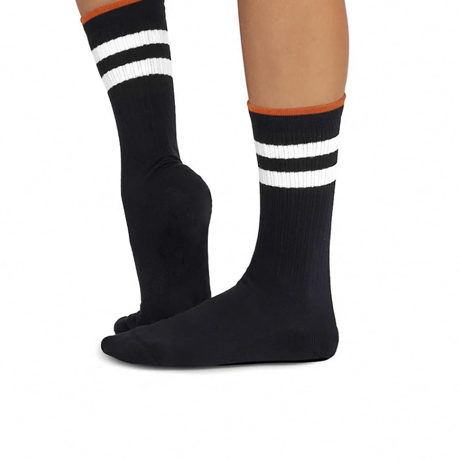 Fszsaa Fun Novelty Socks For Women Striped Retro Sporty Calf Socks Casual Cot…