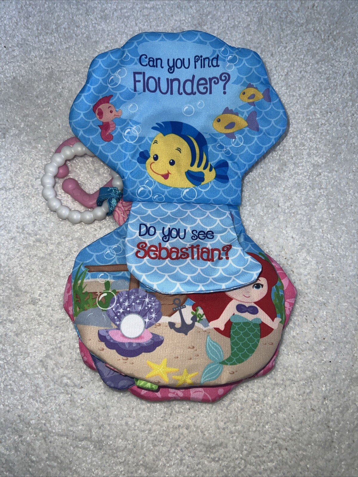Disney Baby Ariel The Little Mermaid Soft Book Activity Toy Clip Princess