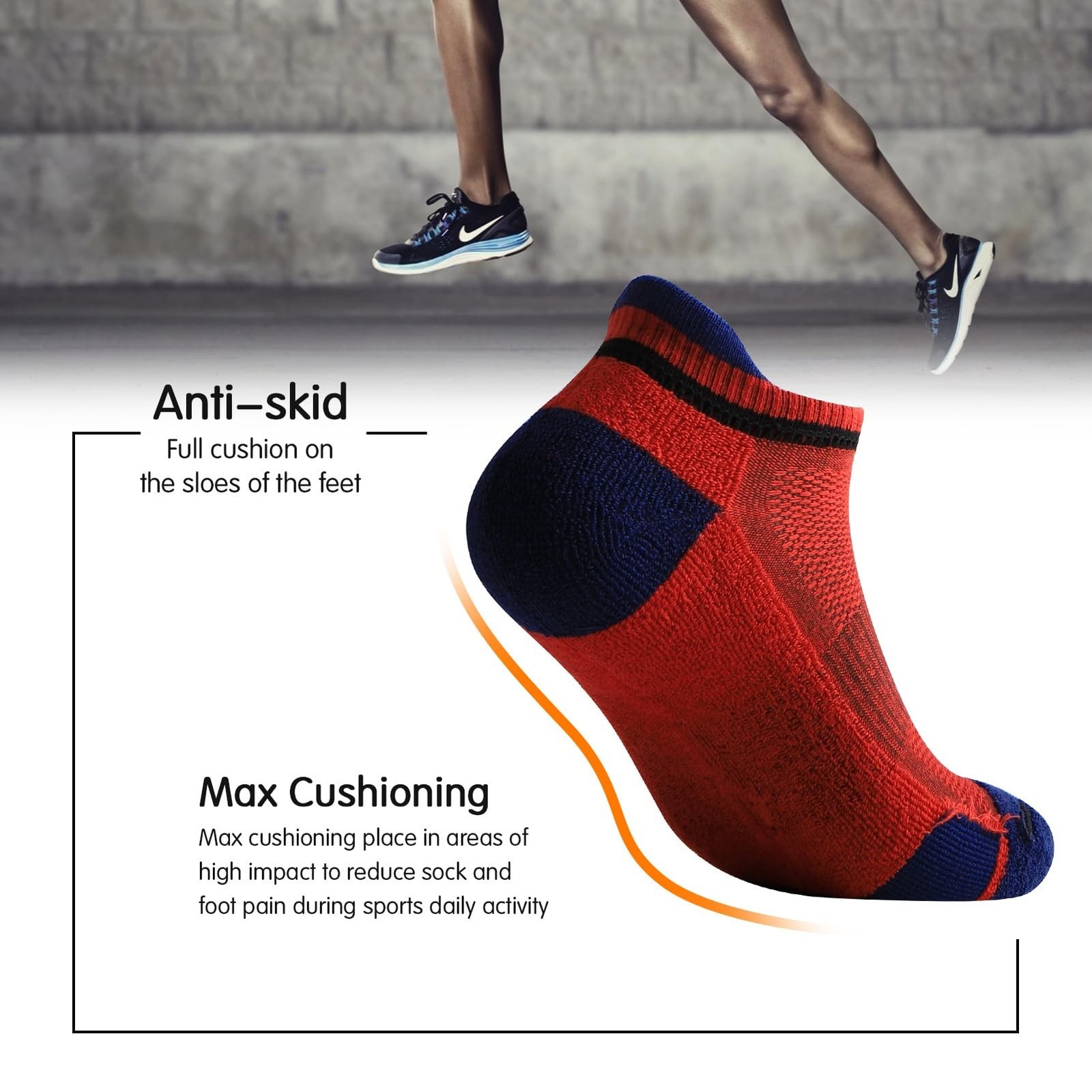 JOYNÉE Mens Ankle Athletic Low Cut Socks for Men Cushioned Running Sports W