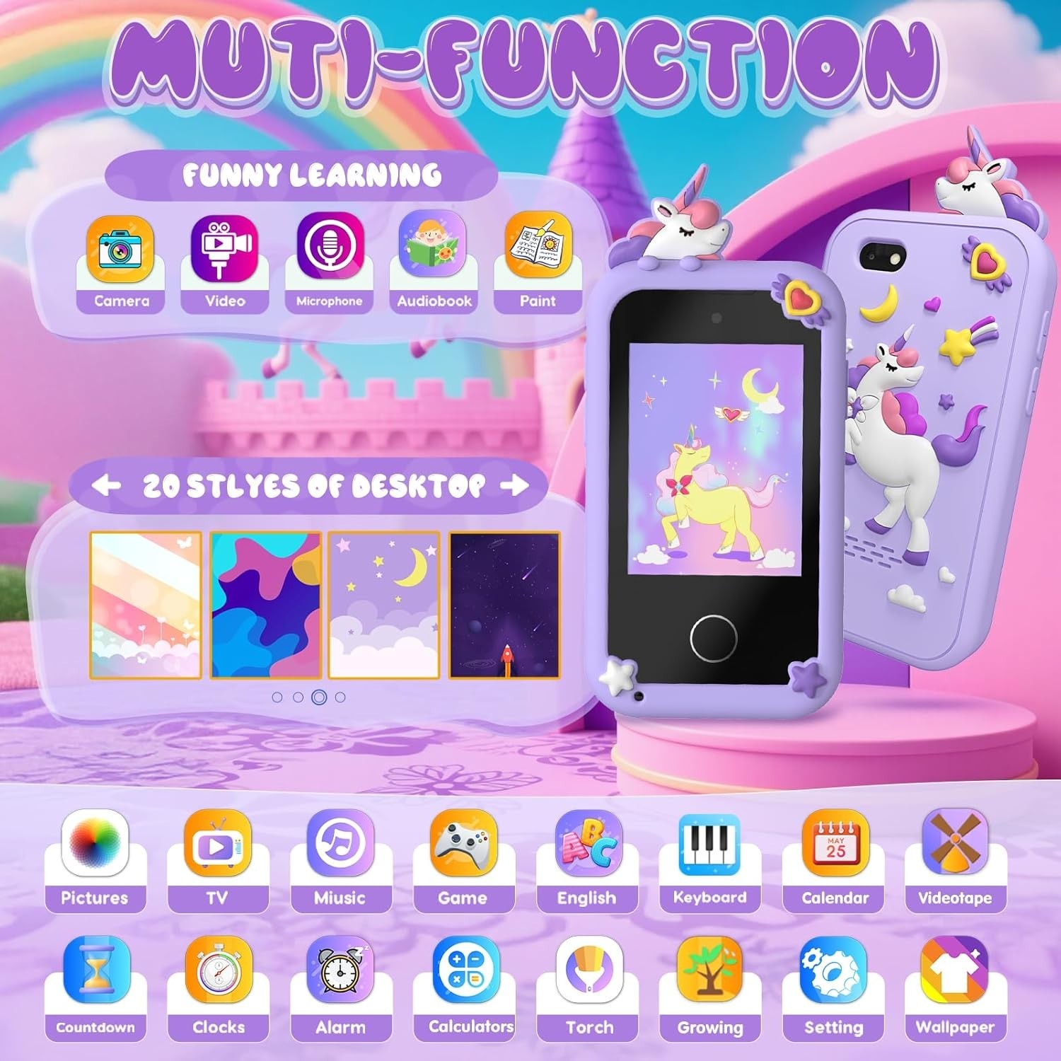 Kids Smart Phone Toys for Girls,Christmas Birthday Gifts for Girls Age 3-10 K…