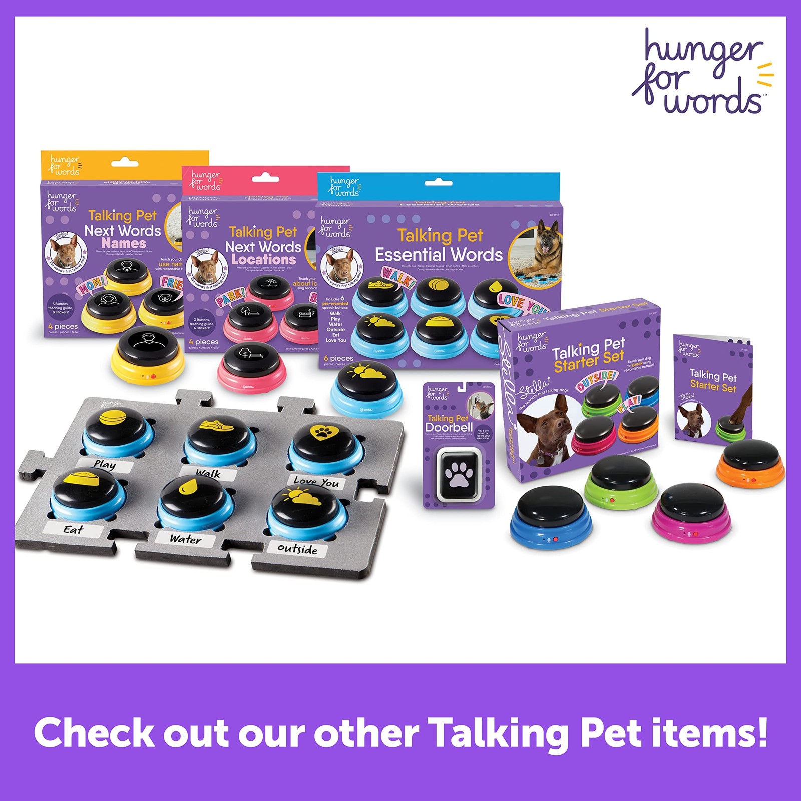 Hunger For Words Talking Pet Next Words Locations – 3 Piece Set of Recordable…