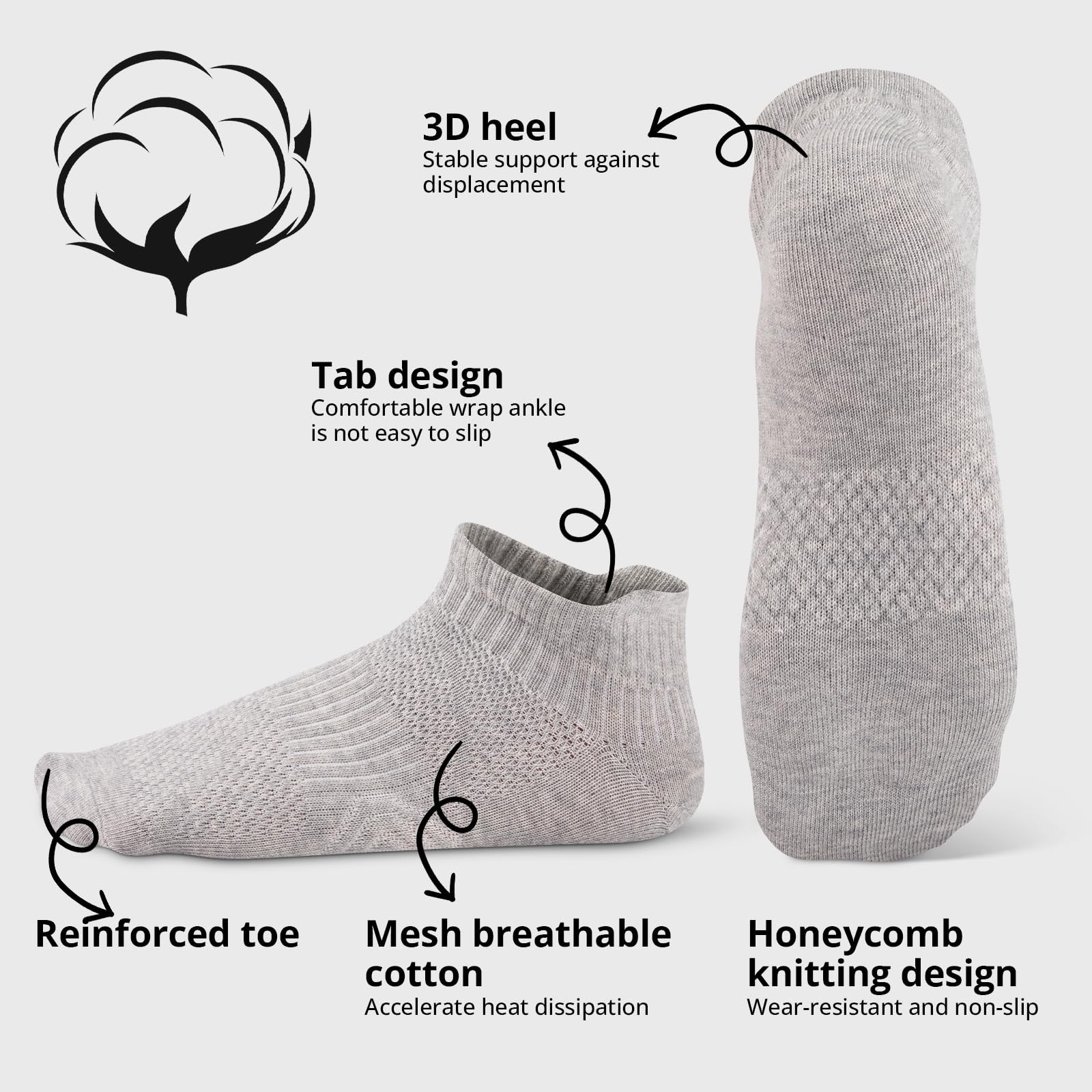 COOVAN Mens Socks 6 Pairs Cotton Ankle Breathable Casual Thin Socks Athletic …
