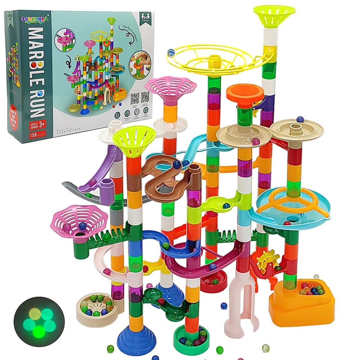 Marble Run for Kids Ages 3-4 5-8 150pcs Sturdy Building Toys Kids Games Marbl…