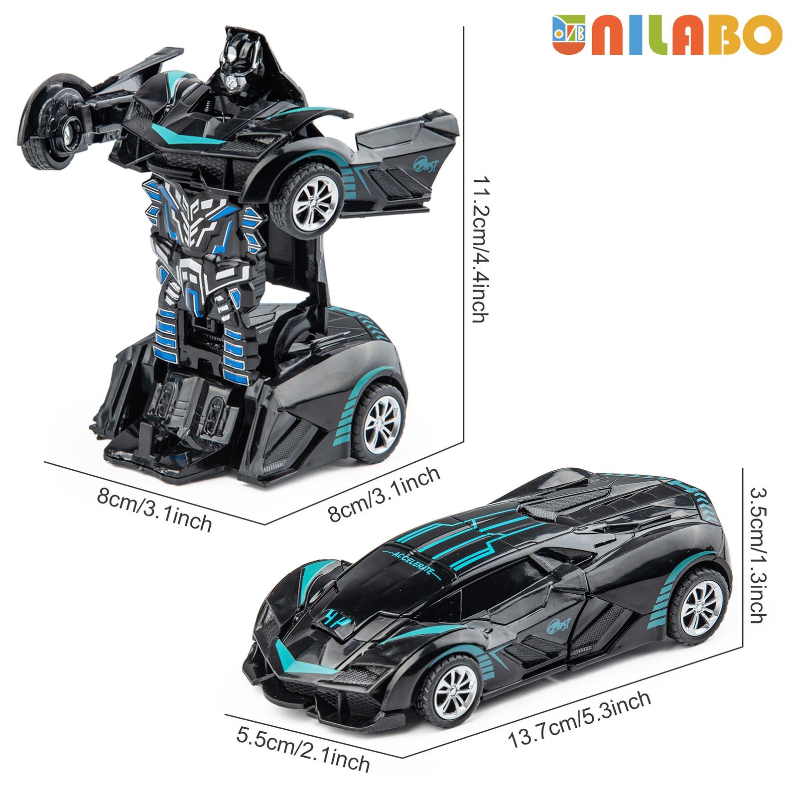 Transformable Robot Sports Car Toy Educational Kids Gift Colorful Play Fun