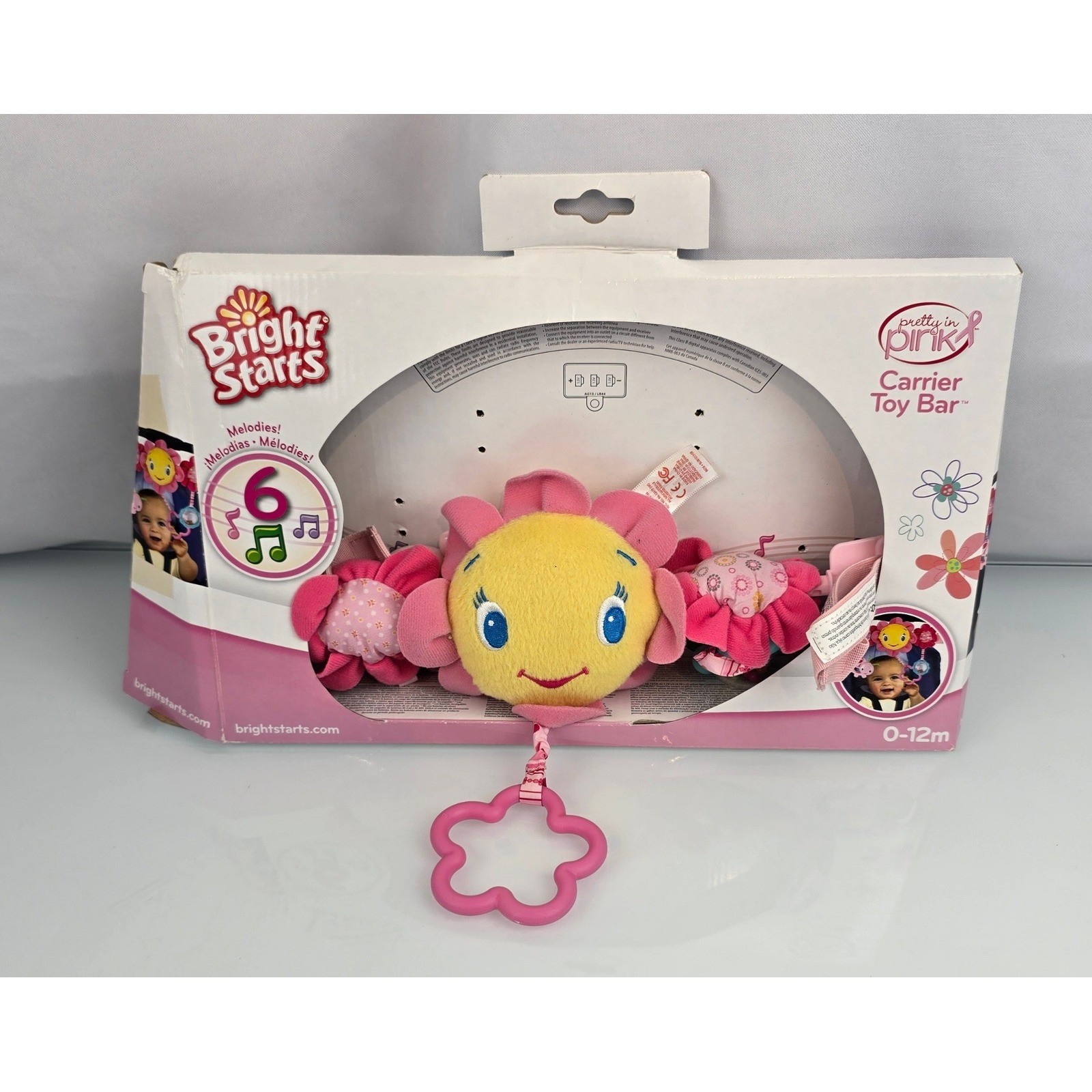 Bright Starts Pretty in Pink Carrier Baby Toy Bar Musical Lights Sun Flower Y2K
