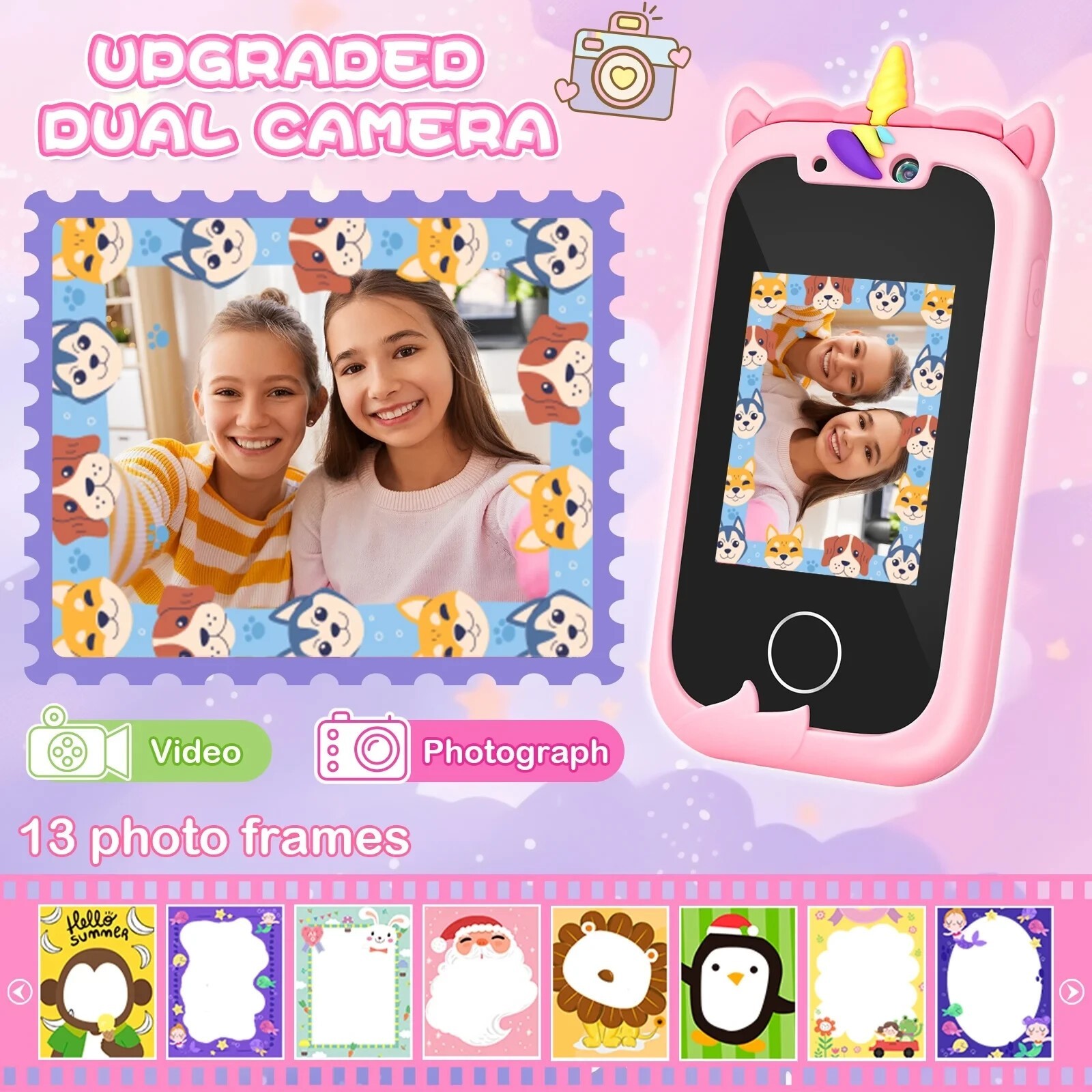 Kids Smart Phone Toys for Girls with Dual Camera – Toddler Phone Children’s gift