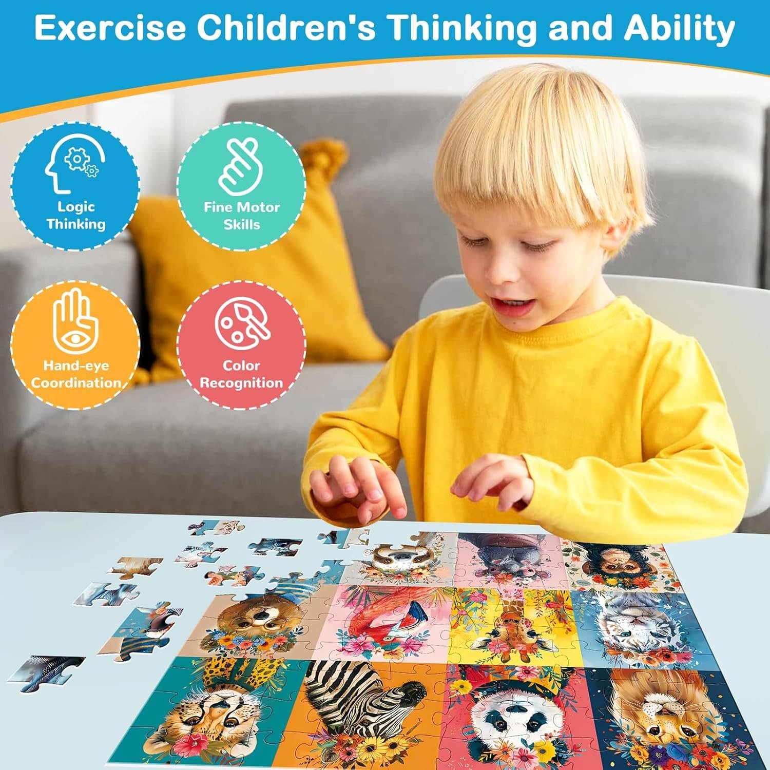 100-Piece Wild Animal Puzzles for Kids Ages 4-8 | Educational & Fun Toy