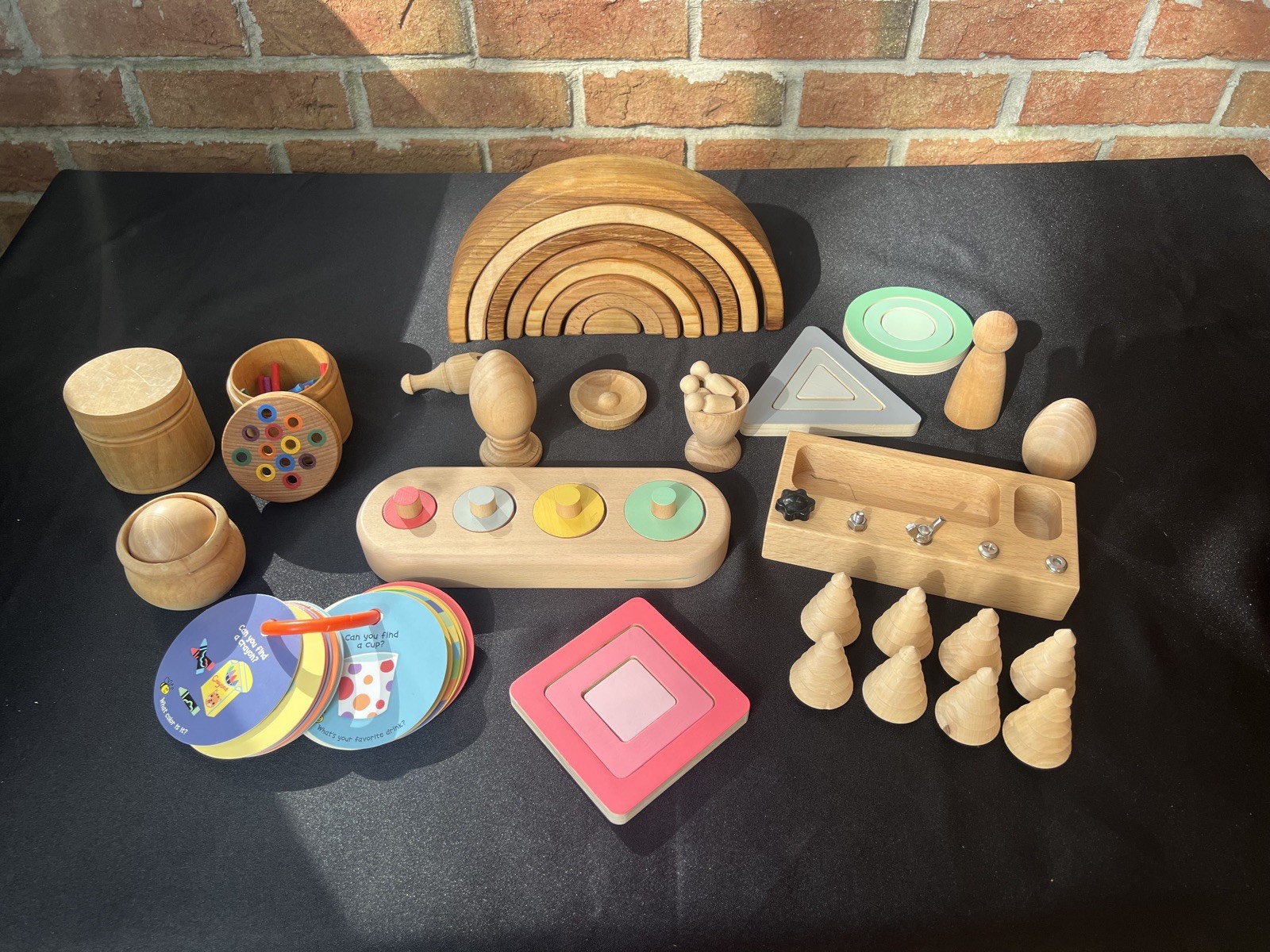 Montessori Wooden Play Lot Toddler Baby Sorting Toys colors 75 pcs puzzle shapes