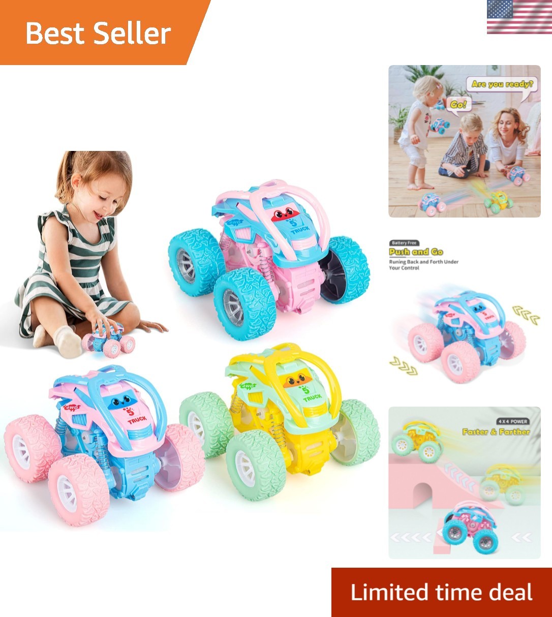 Car Toys for 2 3 4 Old Girls Gifts, Pull Back Cars Toys for Toddler Age 2-6,…