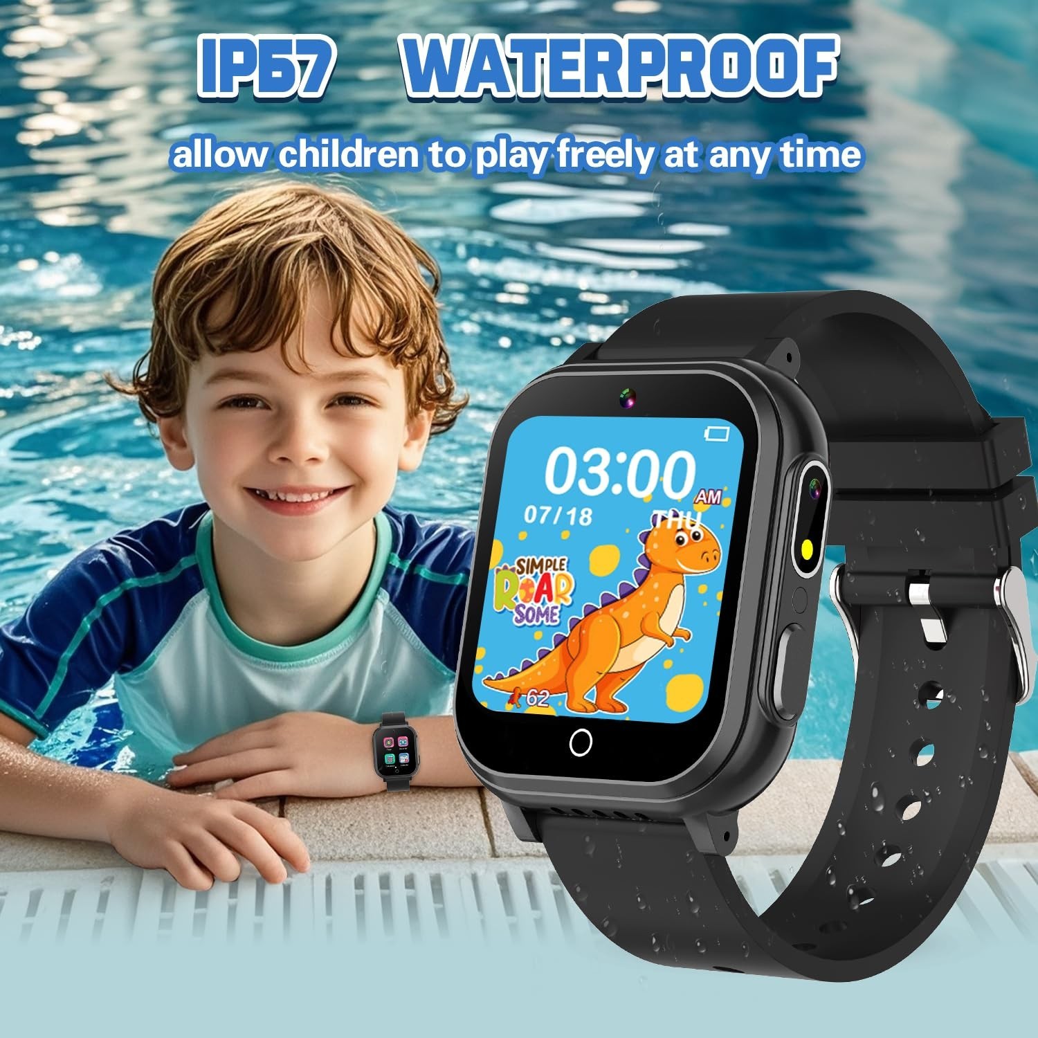 Kids Waterproof Smart Watch Gift for Boys Ages 3-12, 32 Puzzle Games, HD Touc…