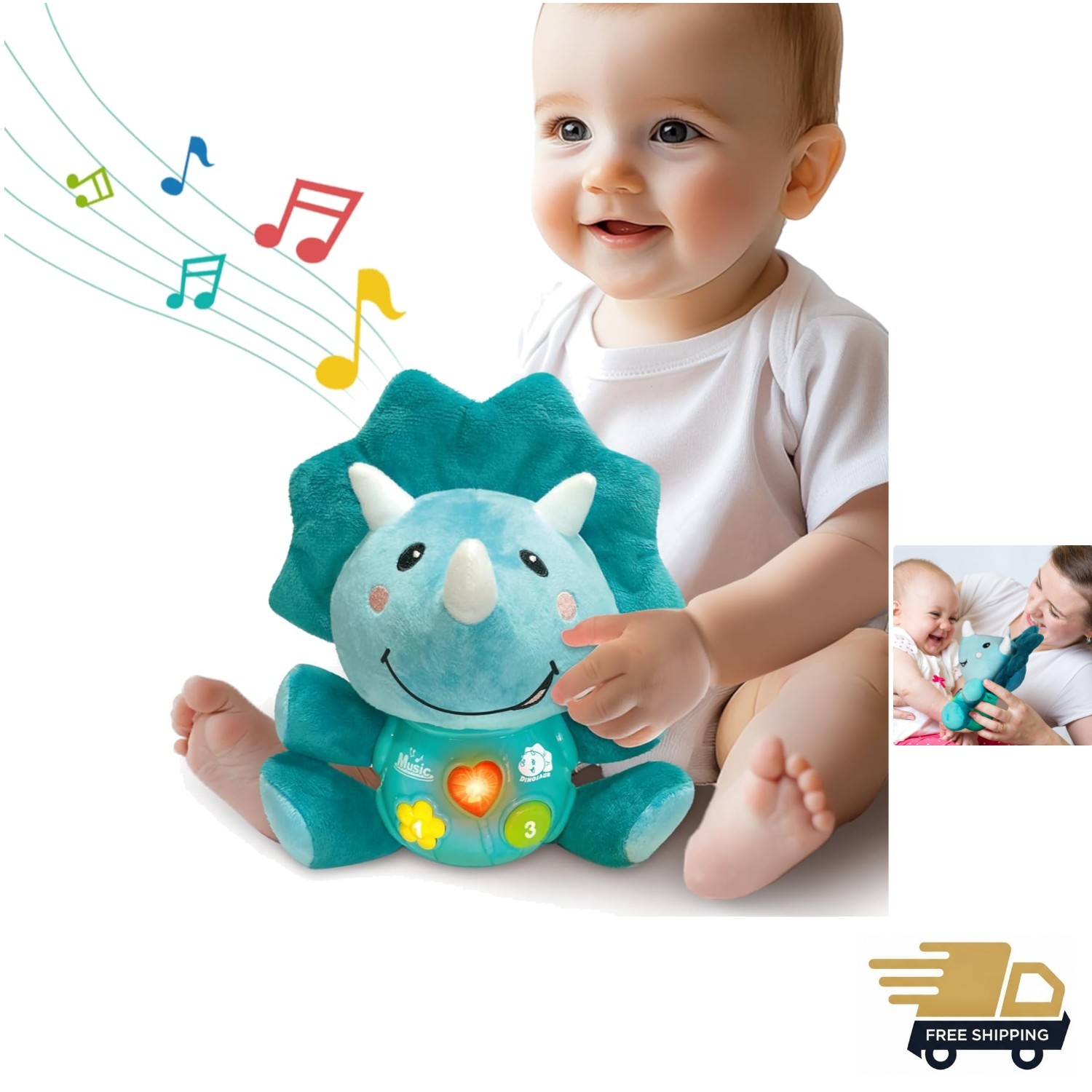 Baby Dinosaur Plush Toy Soft Light Music Infant Baby Shower Gift