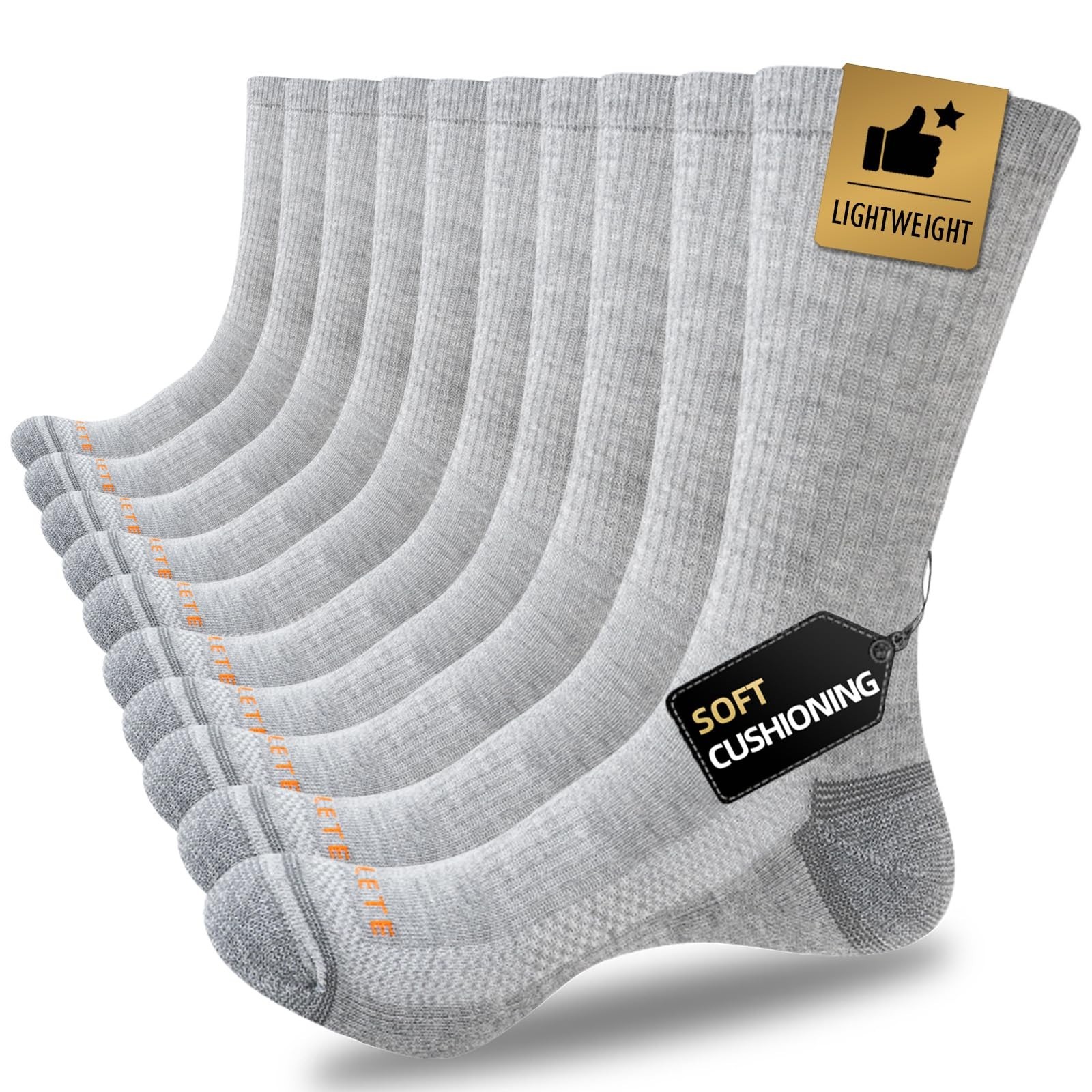 JOYNÉE Mens Athletic Crew Socks 5/10 Pairs Lightweight Cushioned Breathable