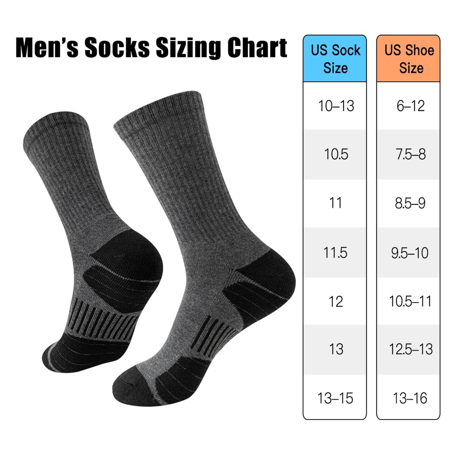 JOYNÉE 8 Pairs Mens Crew Socks Cushioned Moisture Wicking Athletic Socks Wo