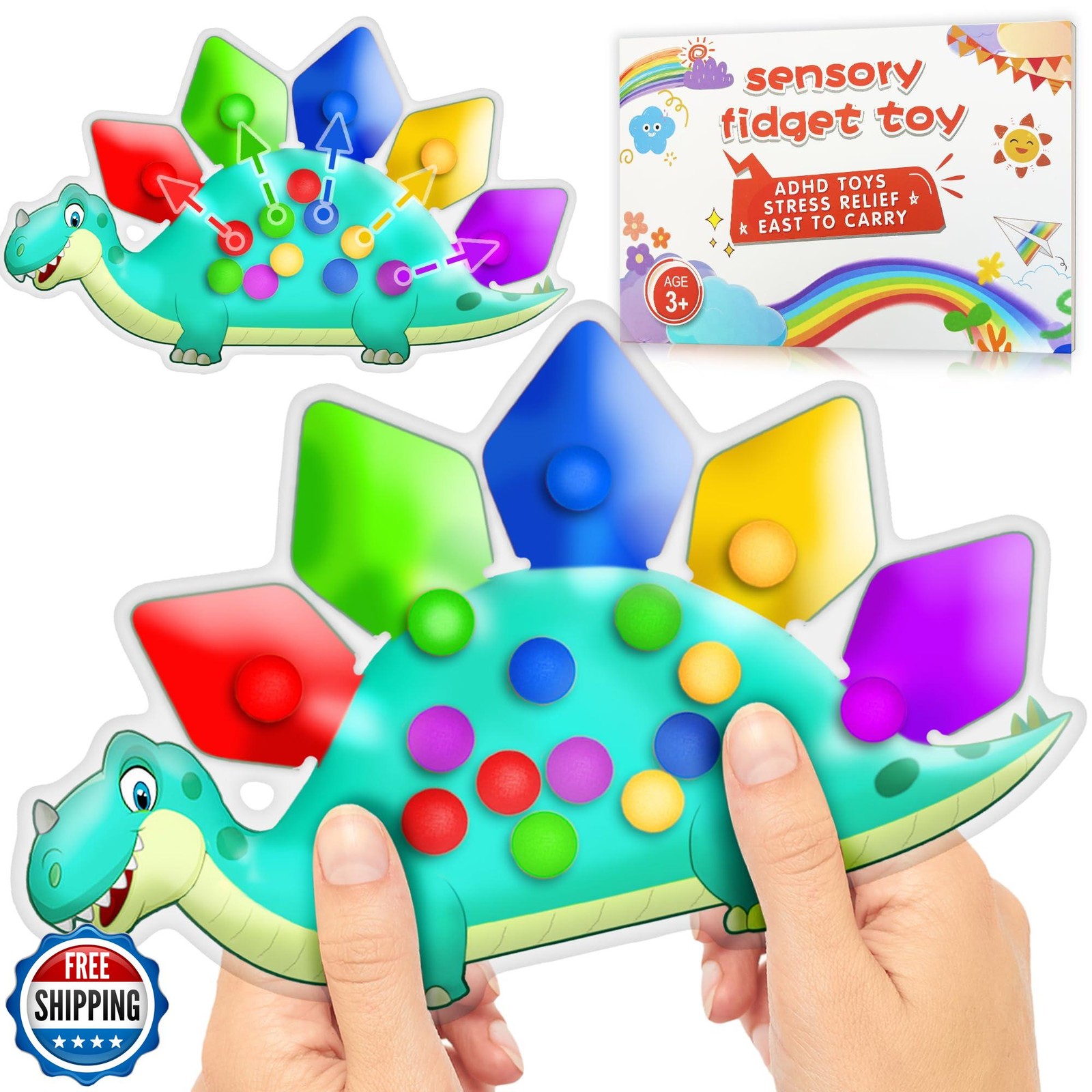 Dinosaur Color Sorting Sensory Toy Gift for Toddler Activities Toy Fine Motor