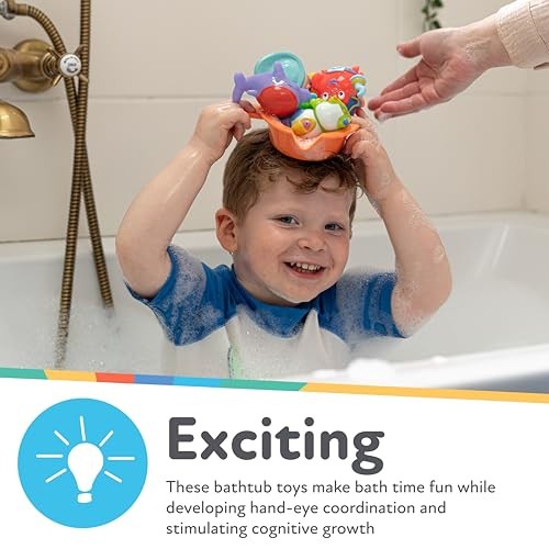 Nuby Pirate Pals Bath Toy Set – Interactive Time Toys Small, Multi Color