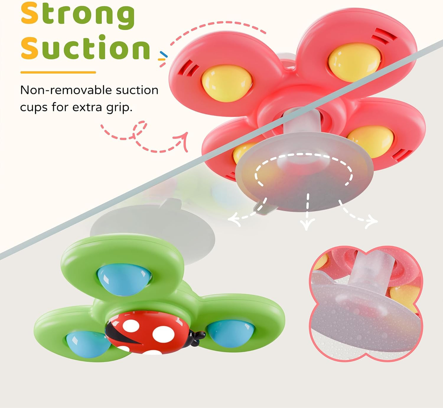 Strong Suction Cup Fidget Rotating Sensory Bath Toys for Baby Christmas Stocking