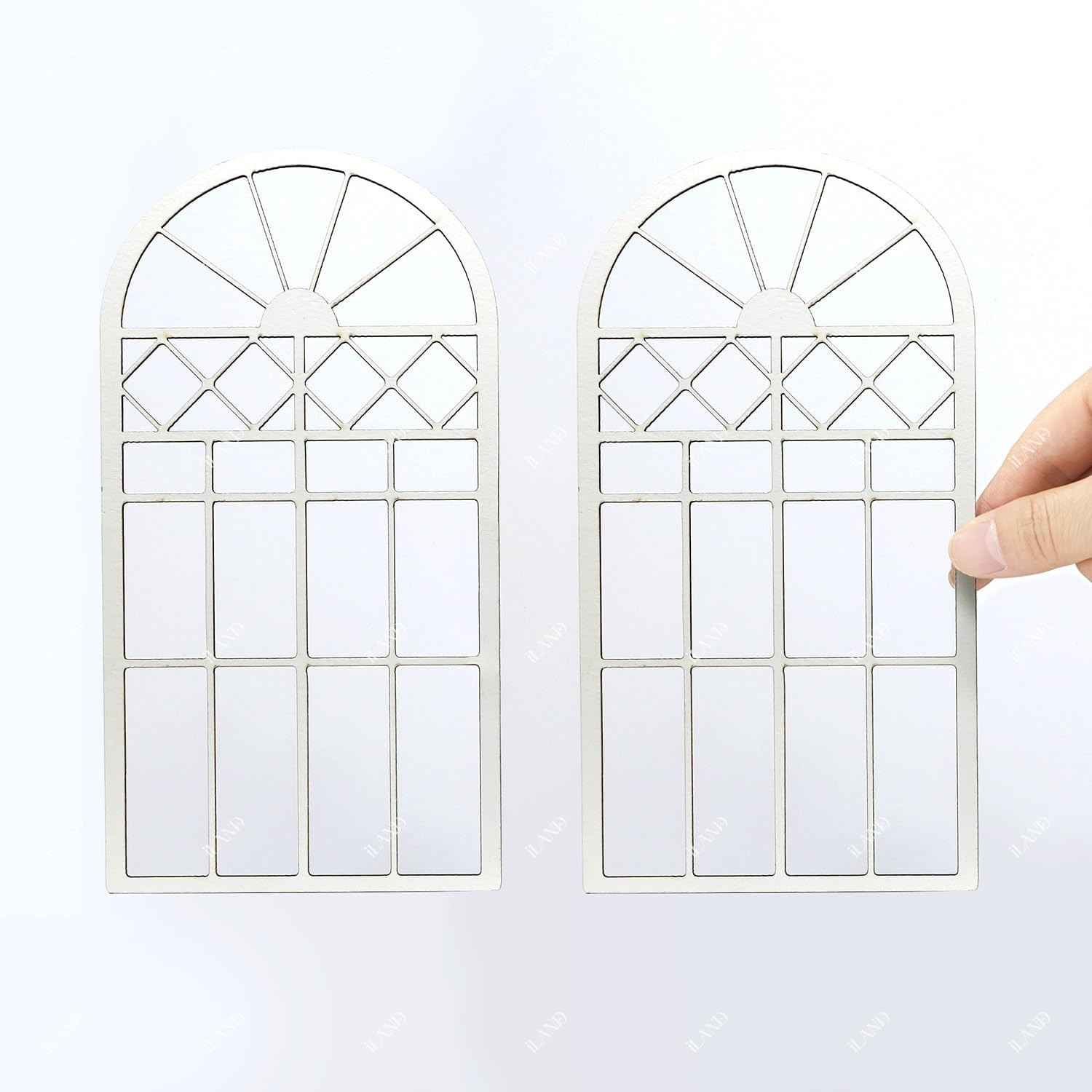 iLAND 1/12 Scale Accessories of Dollhouse Window, Wooden DIY Dollhouse Buildi…