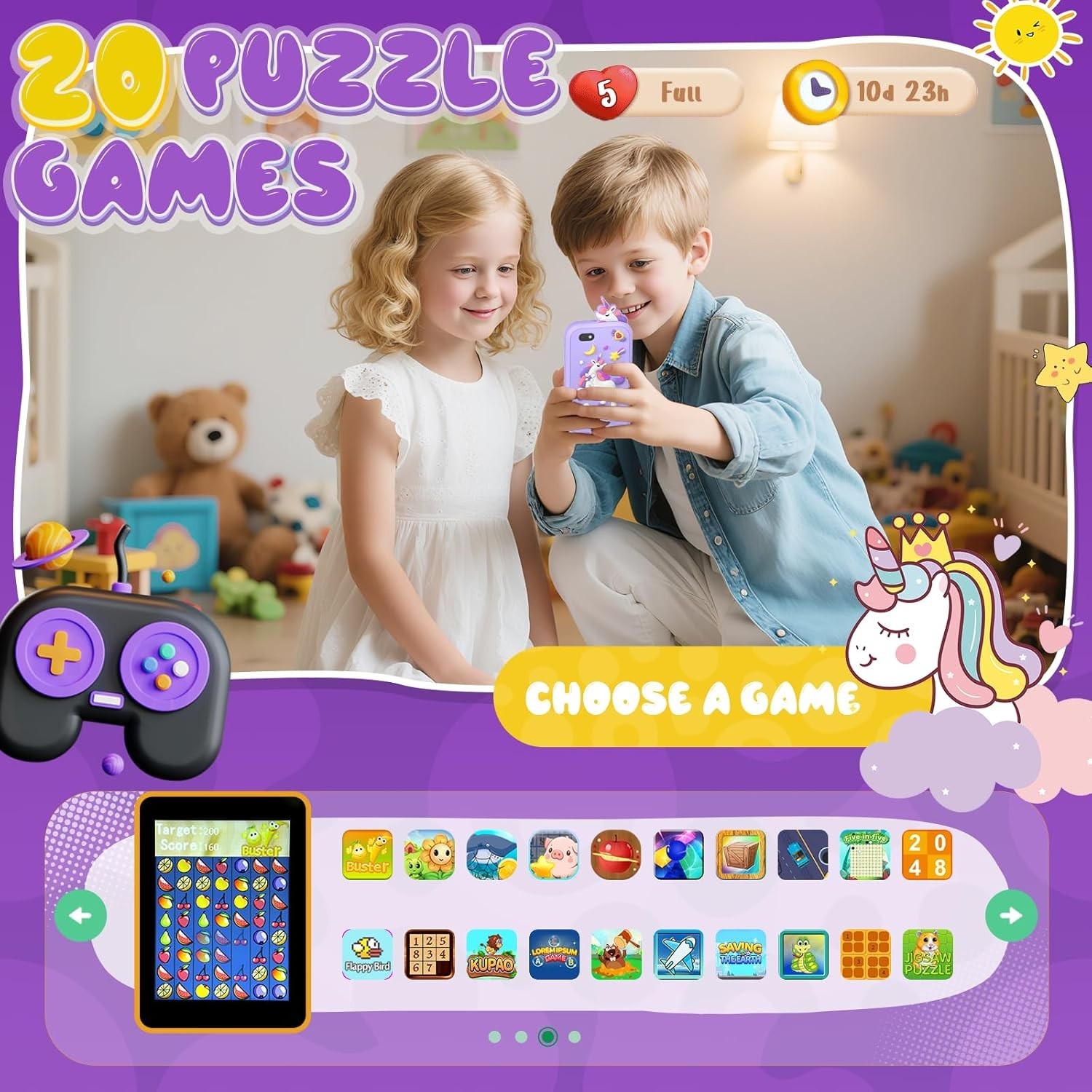 Kids Smart Phone Toys for Girls,Christmas Birthday Gifts for Girls Age 3-10 K…