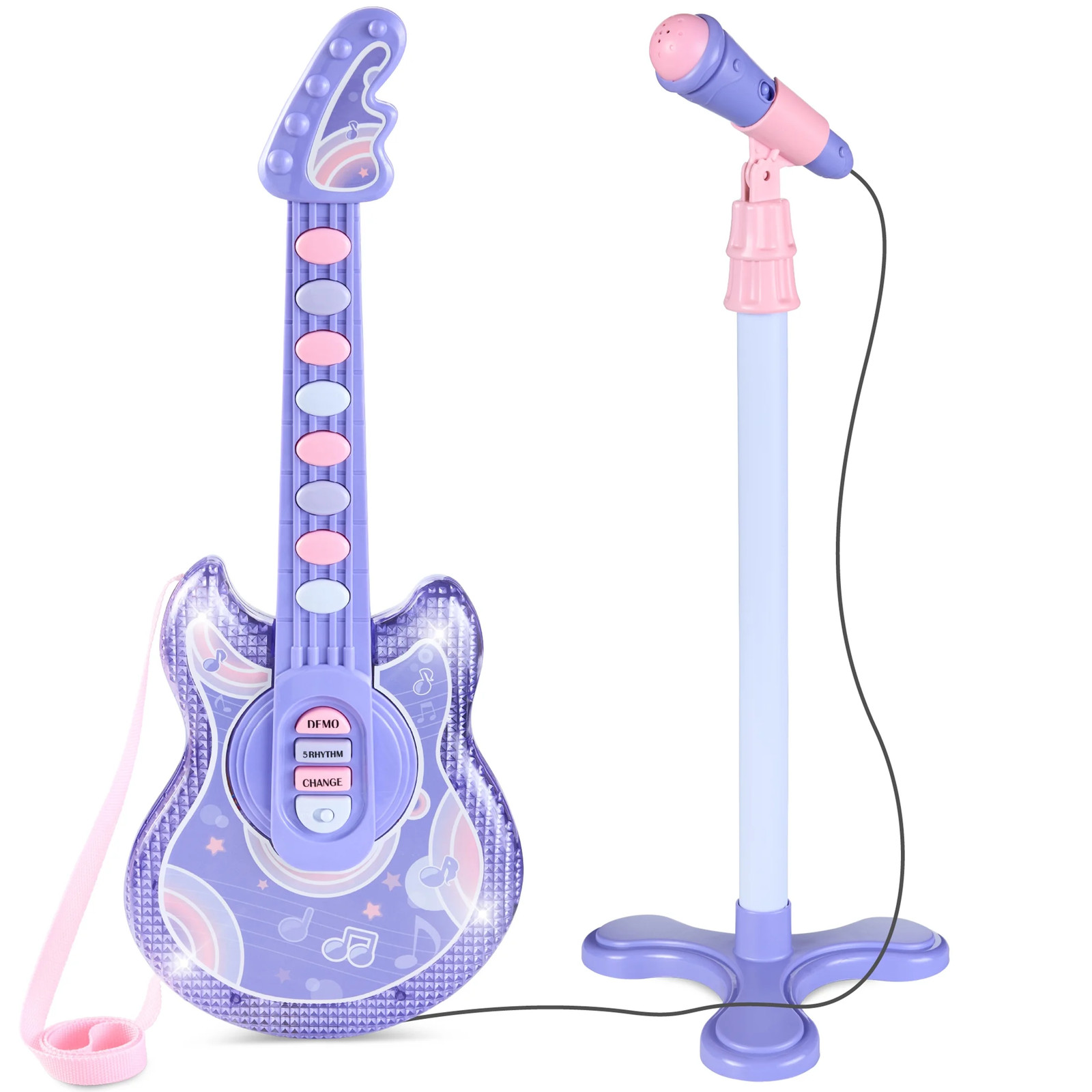 Pretend Play Musical Instrument guitar Toy for Toddlers W/ Mic