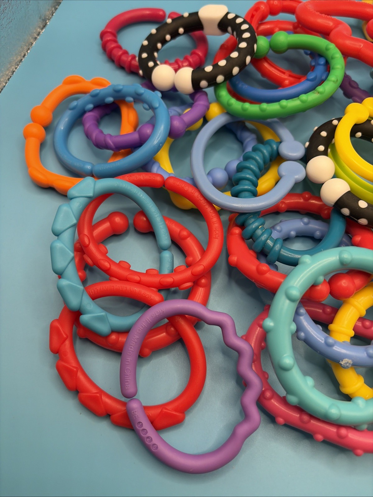 Baby Toy Links Rings Lot Sensory Teething Stroller Car Seat Mixed Brands Colors