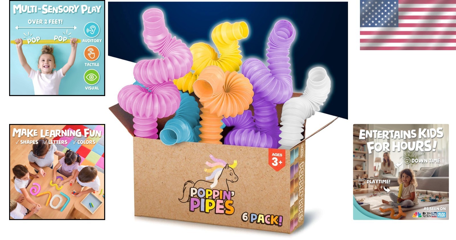 Fun and Safe Pop Tubes – Sensory Learning Toys for Toddlers 3+, Gift-Ready