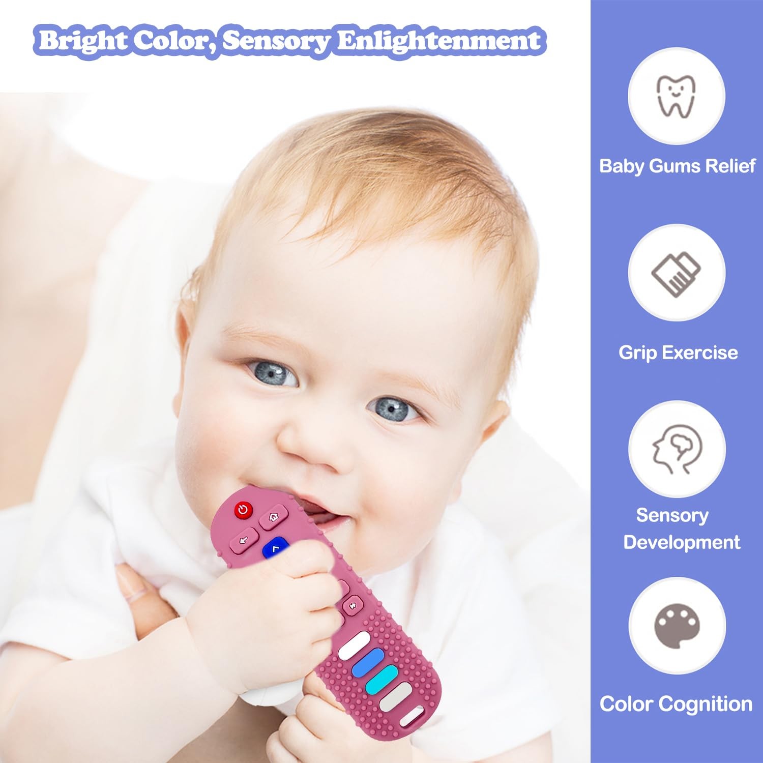 ROBBEAR Baby Teething Toys, Food Grade Silicone Teether for 1 pack, Pink RC