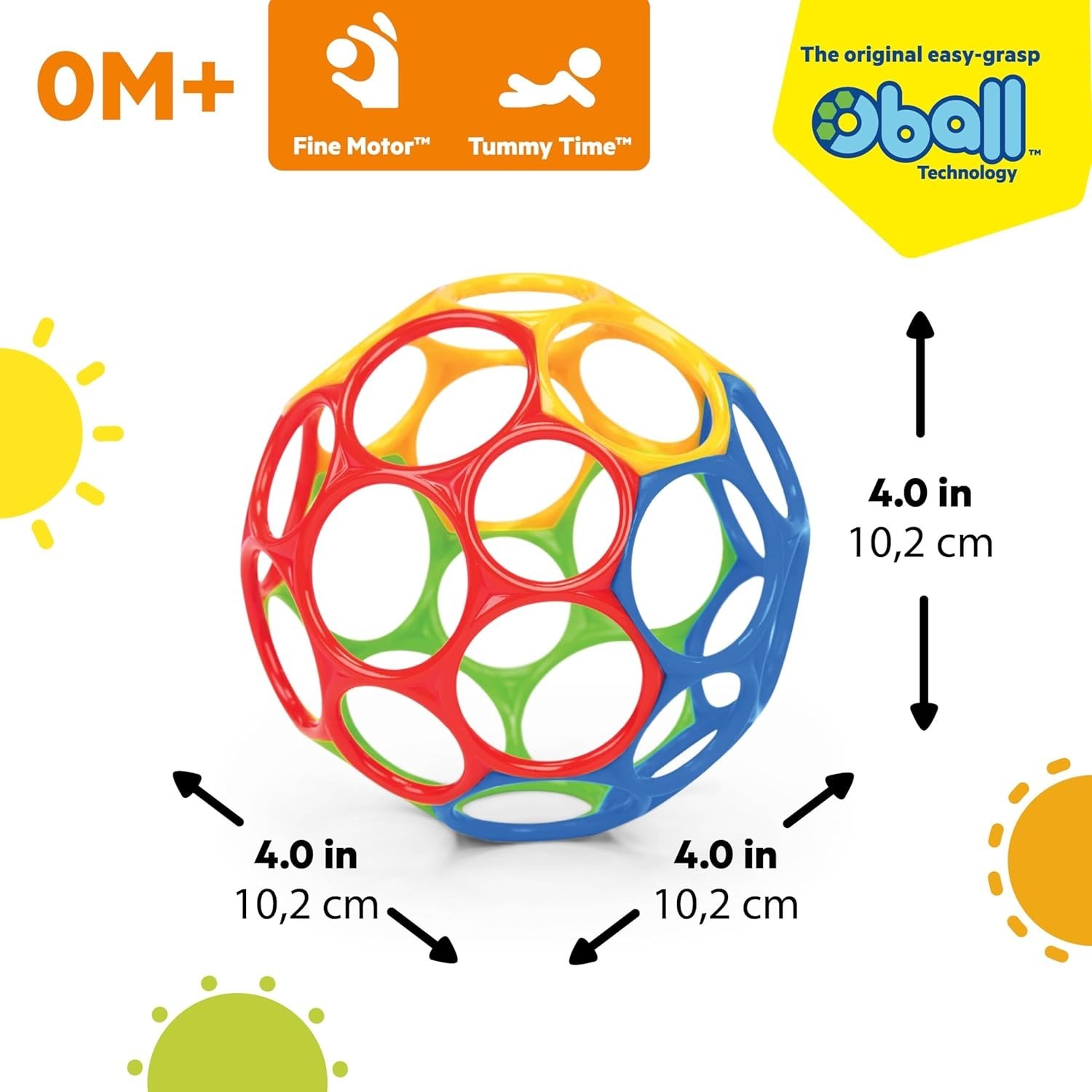 Oball Easy Grasp Classic Ball BPA-Free Infant Toy in Red, Yellow, Green, Blue…