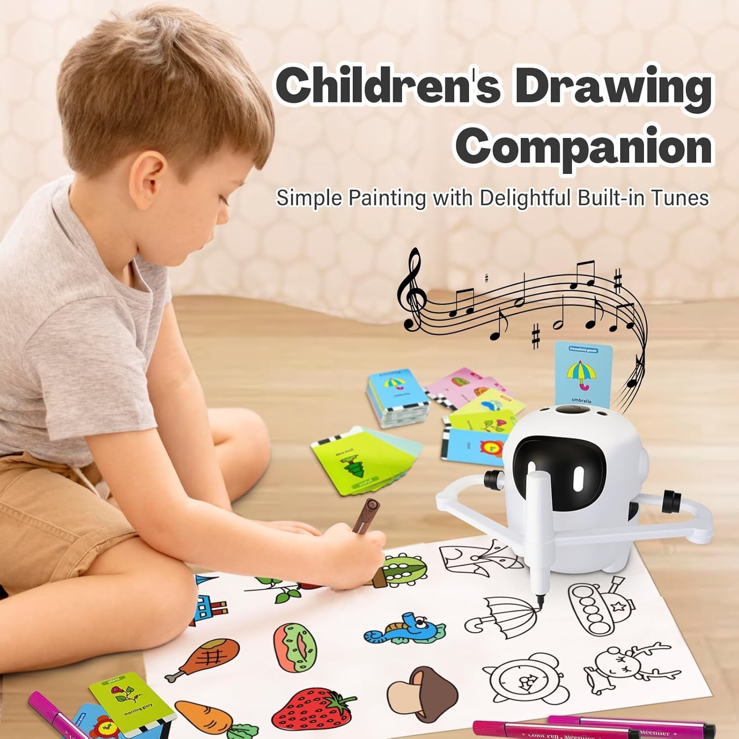 Robot de dibujo para niños con 150 tarjetas, máquina de dibujo educativa