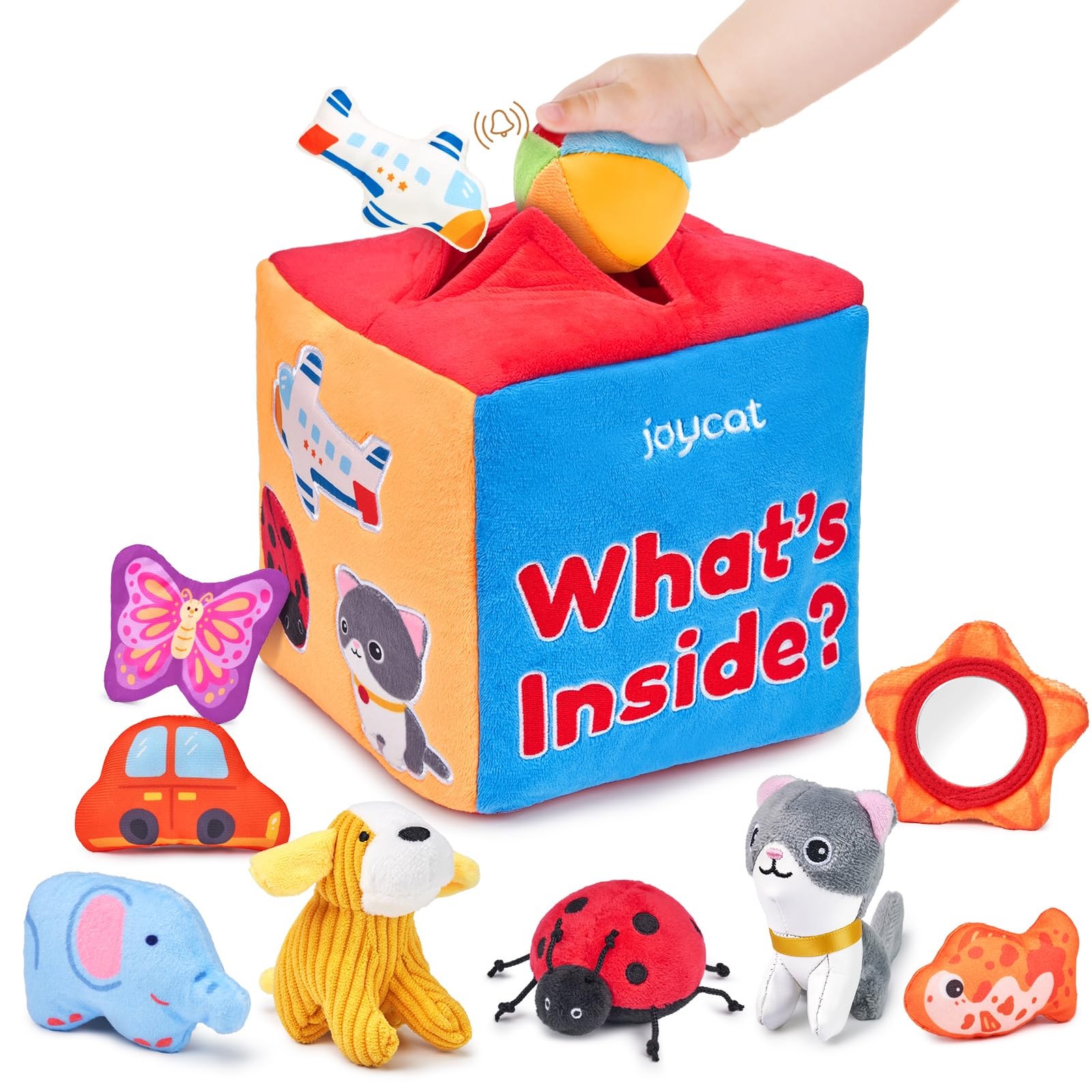 Baby Toys 6-12 Months – Mystery Soft Box with 10 Sensory Objects, Rattle,