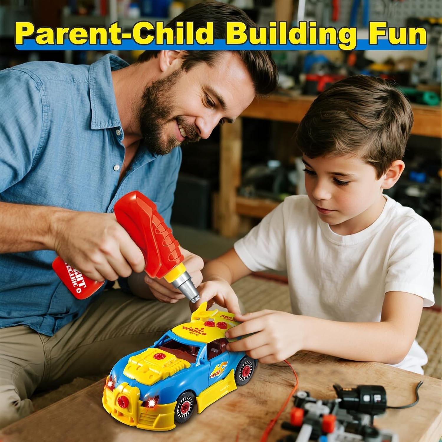 Build Your Own Car Construction Toy Set with Electric Drill and Realistic Sounds