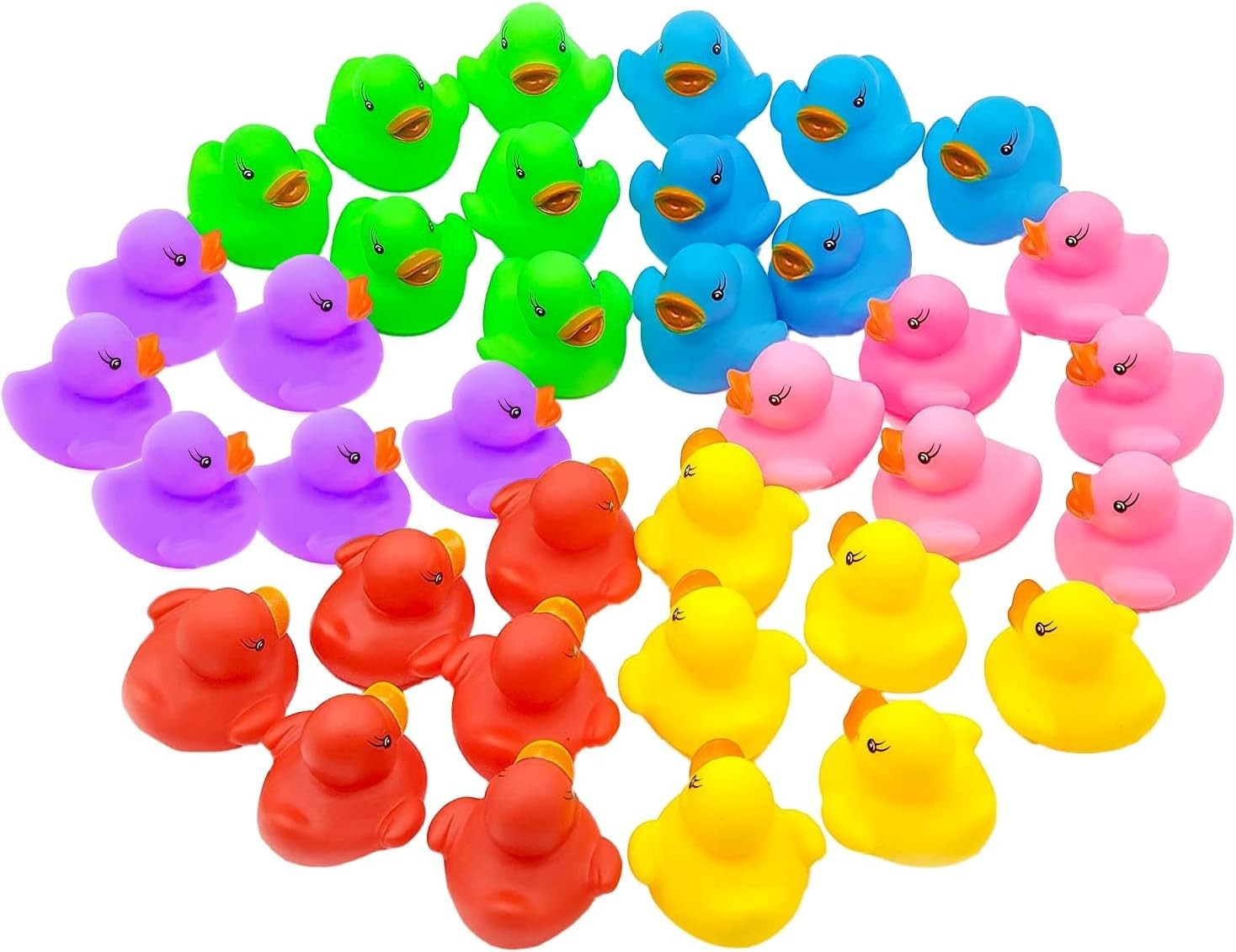 25-Count Classic Rubber Duck Toy Duckies for Kids, Six Solid Colors, Bath Bir…