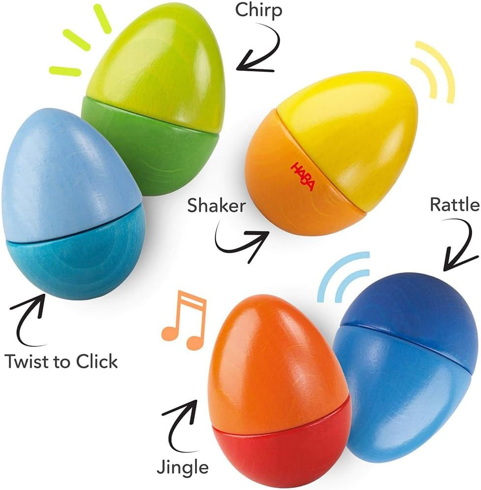 Fun with Sounds Wooden Eggs – 5 Acoustic Sounds, Made in Germany, Kids Musical I