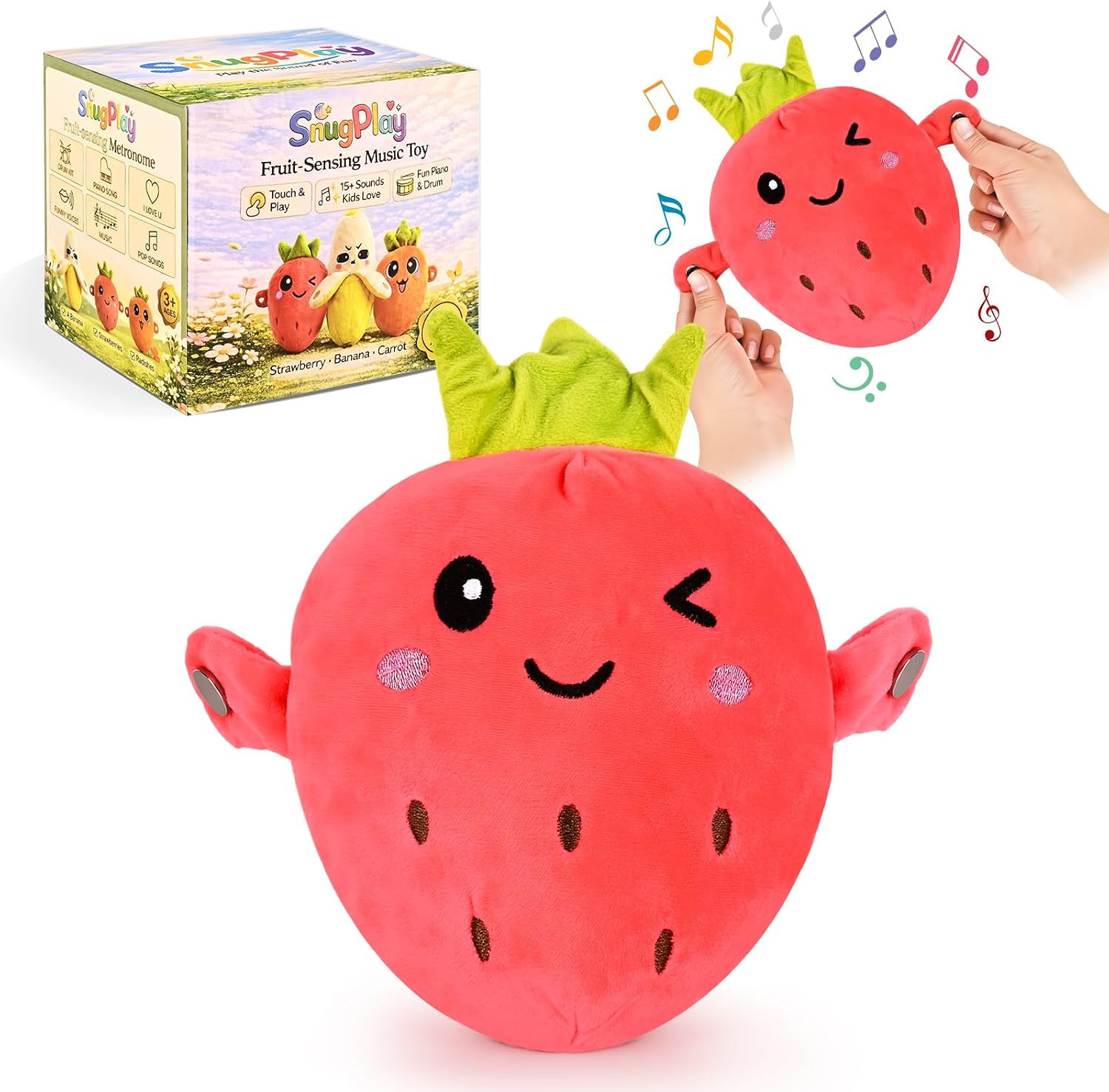 Interactive Music Plush Toy Set, Musical Sensory Toys, Strawberry | Touch-Sensin