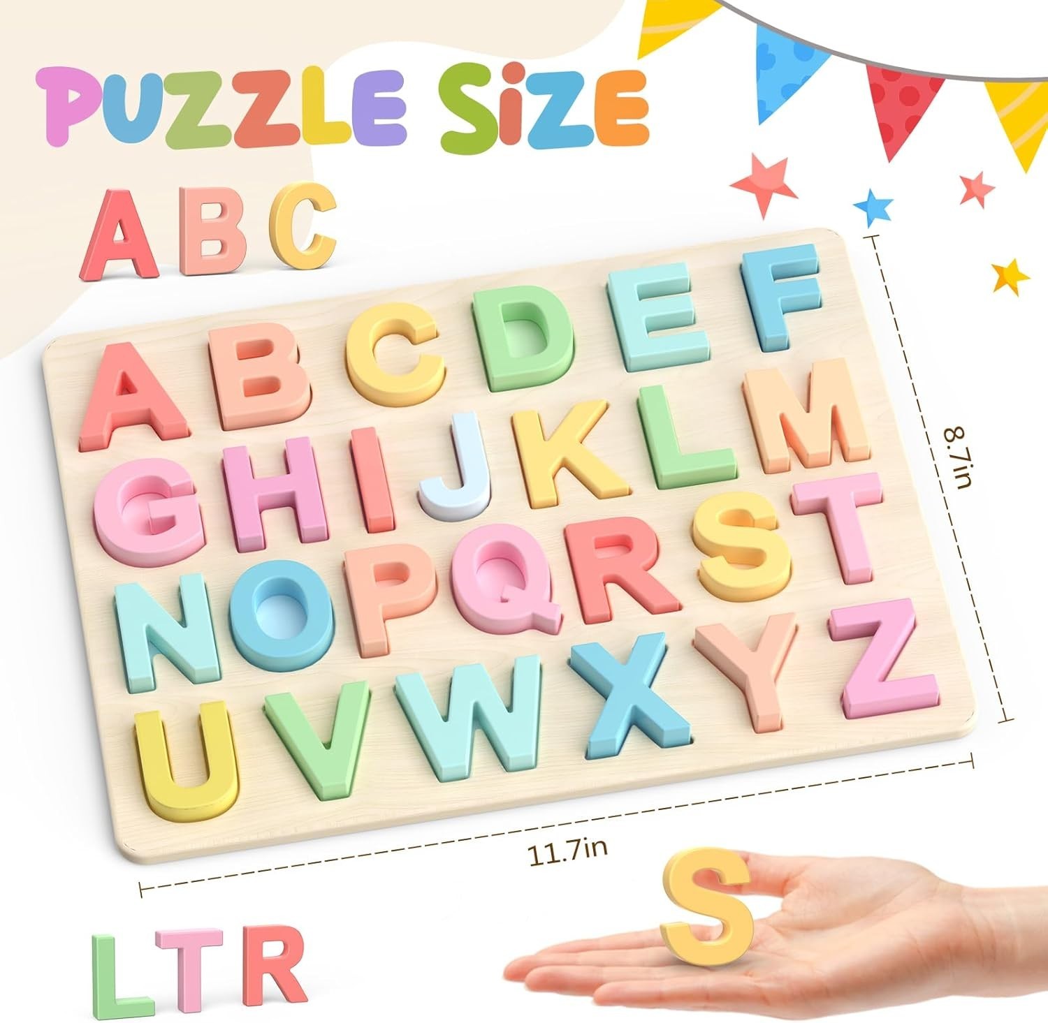 Educational Wooden Alphabet Puzzle for Kids Hand Eye Coordination