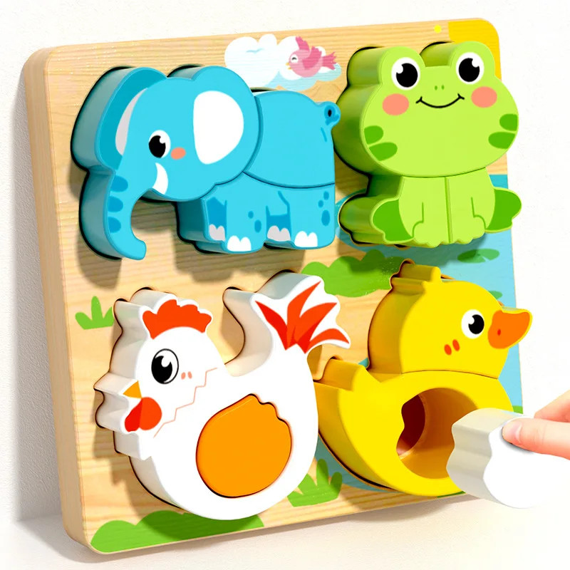 Wooden Shape Matching Building Blocks Kids Learning Toy US