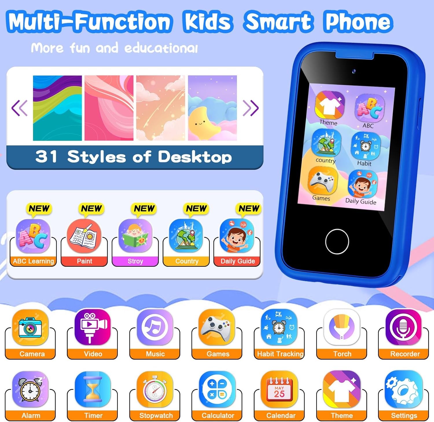 Kids Smart Phone Toy w/ Dinosaur Silicone Case | Educational Games & Music