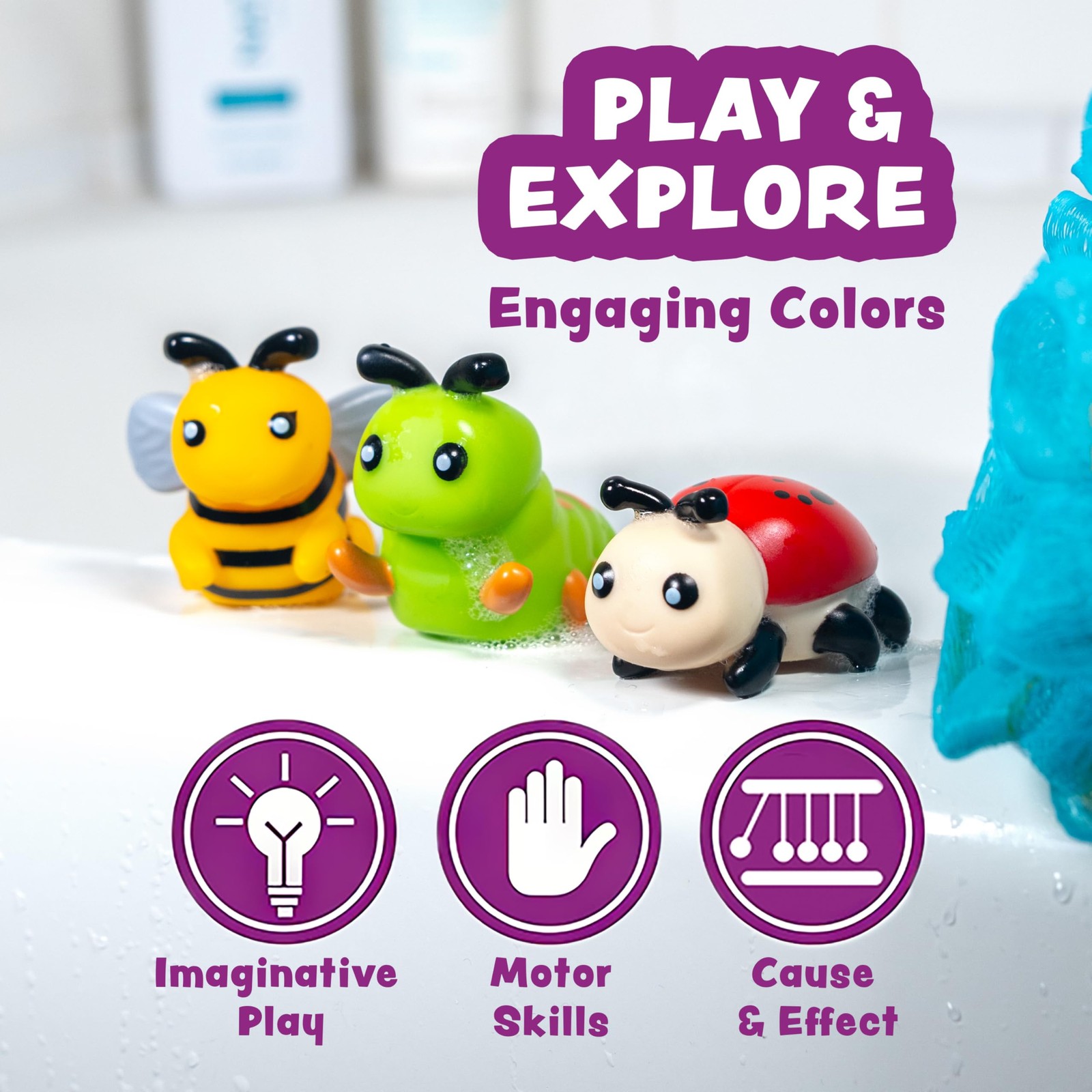 Tub Works® Bugs™ Light Up Bath Toys, 6 Pack | Water-Activated Multicolored
