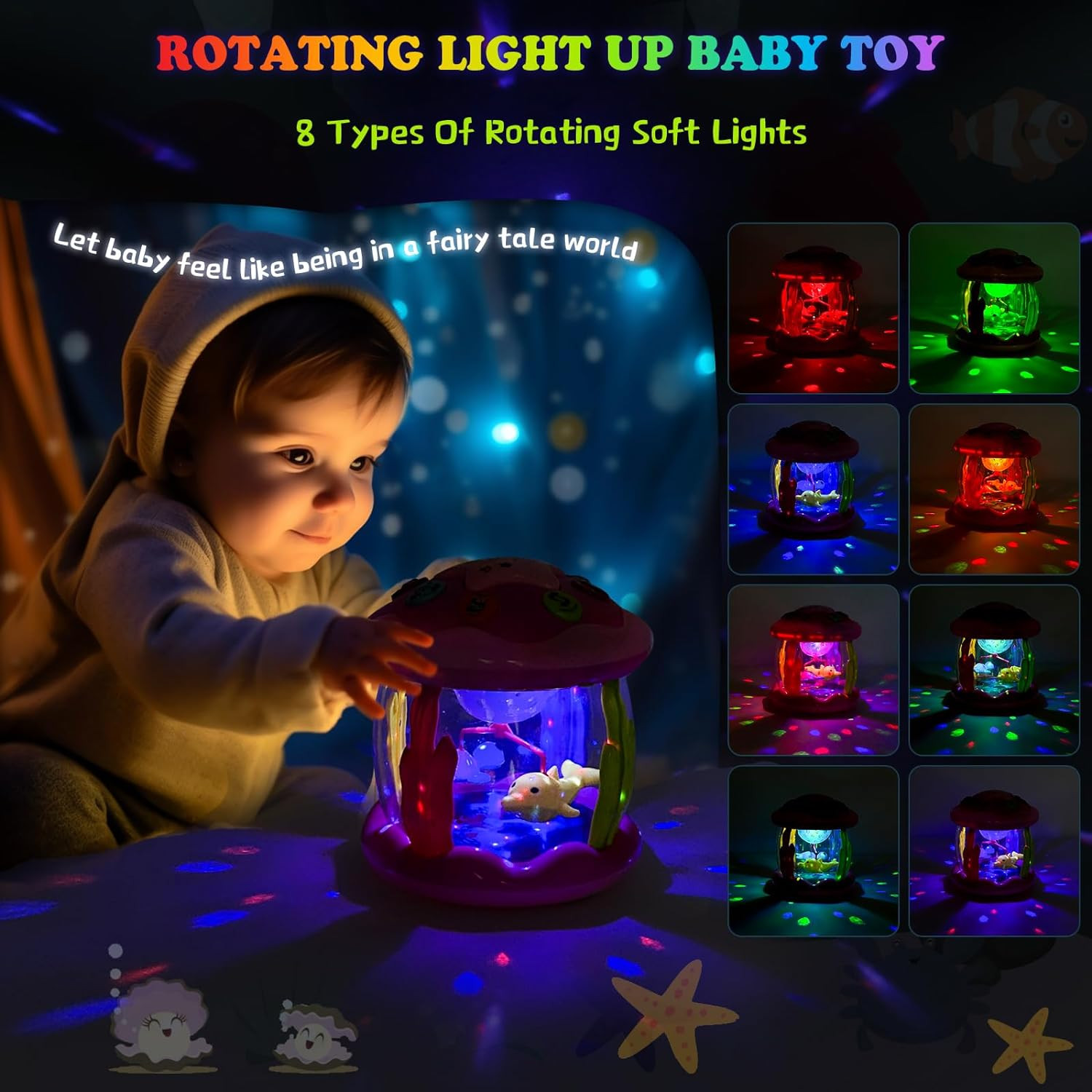 Baby Girl Toys 6-12 Months – Babies Ocean Rotating Projector Light up Musical To